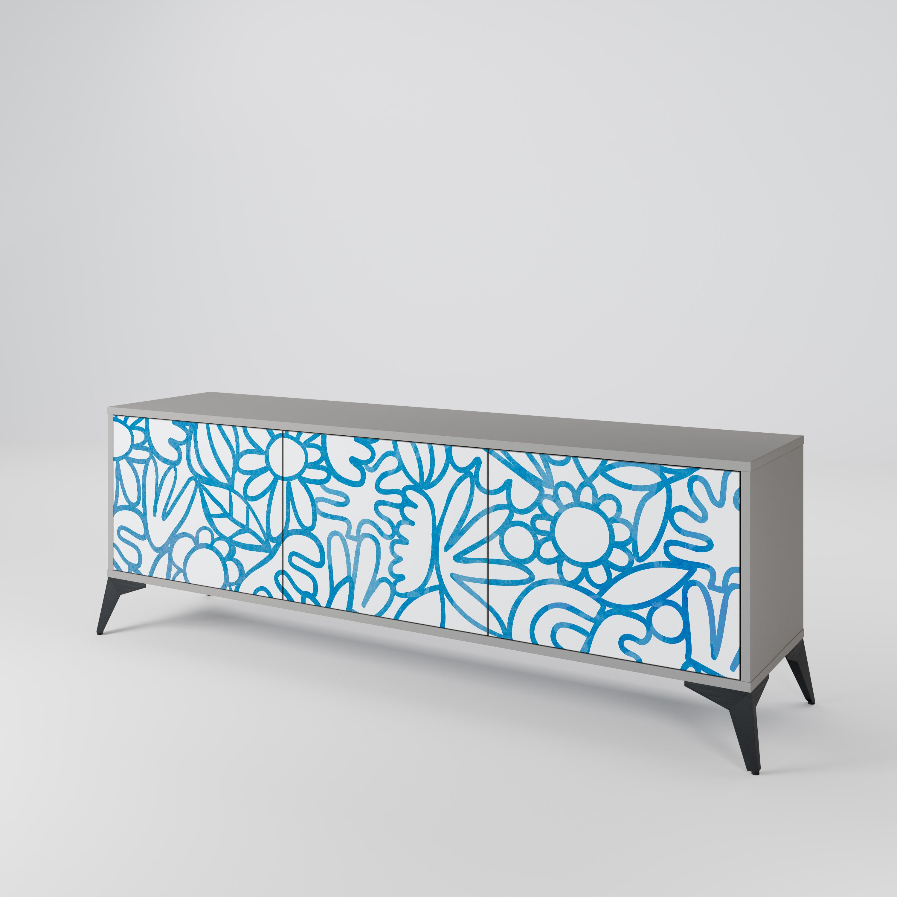 BLOOMY MORNING 3-Door TV Cabinet