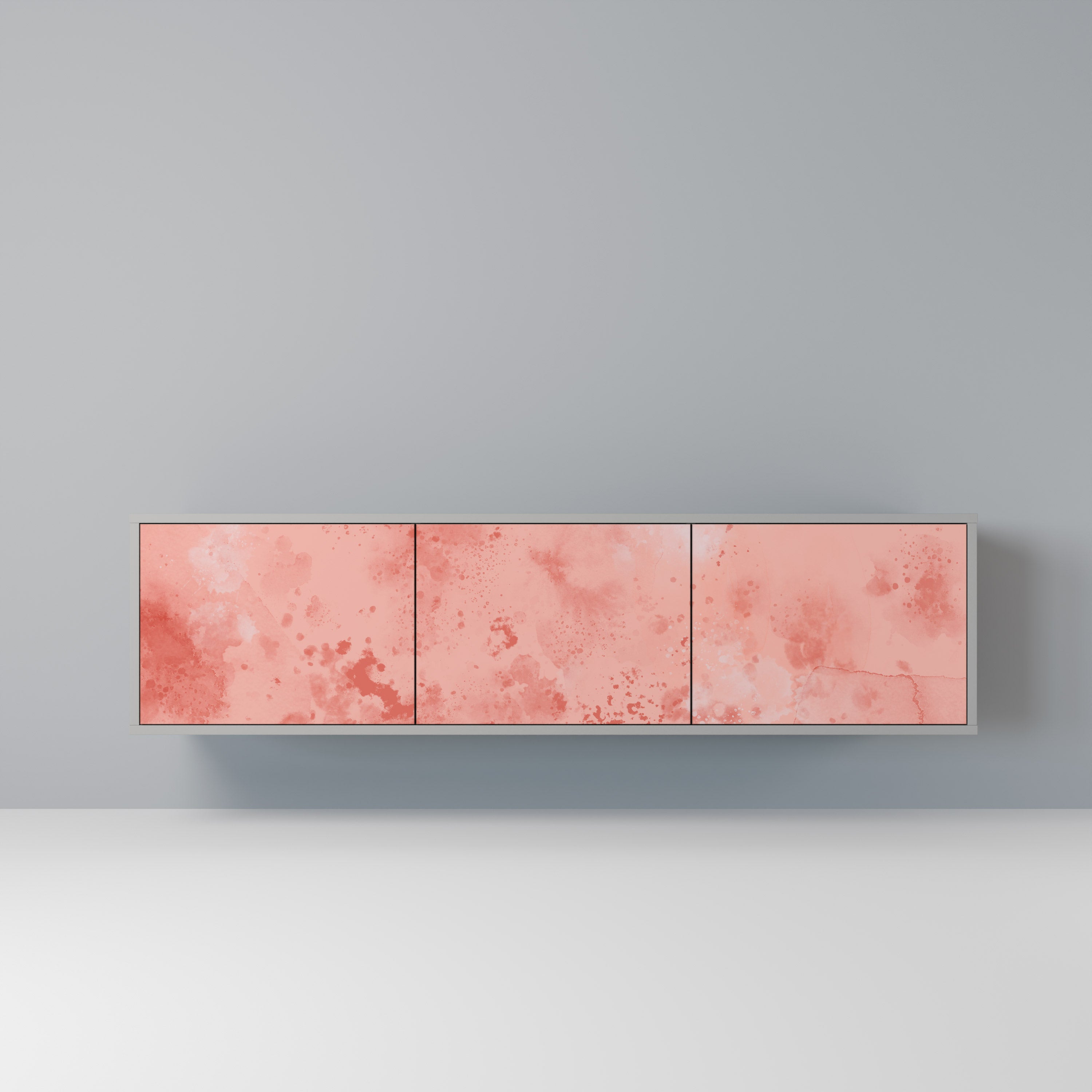 Meuble TV 3 portes CRANE DANCE, finition grise