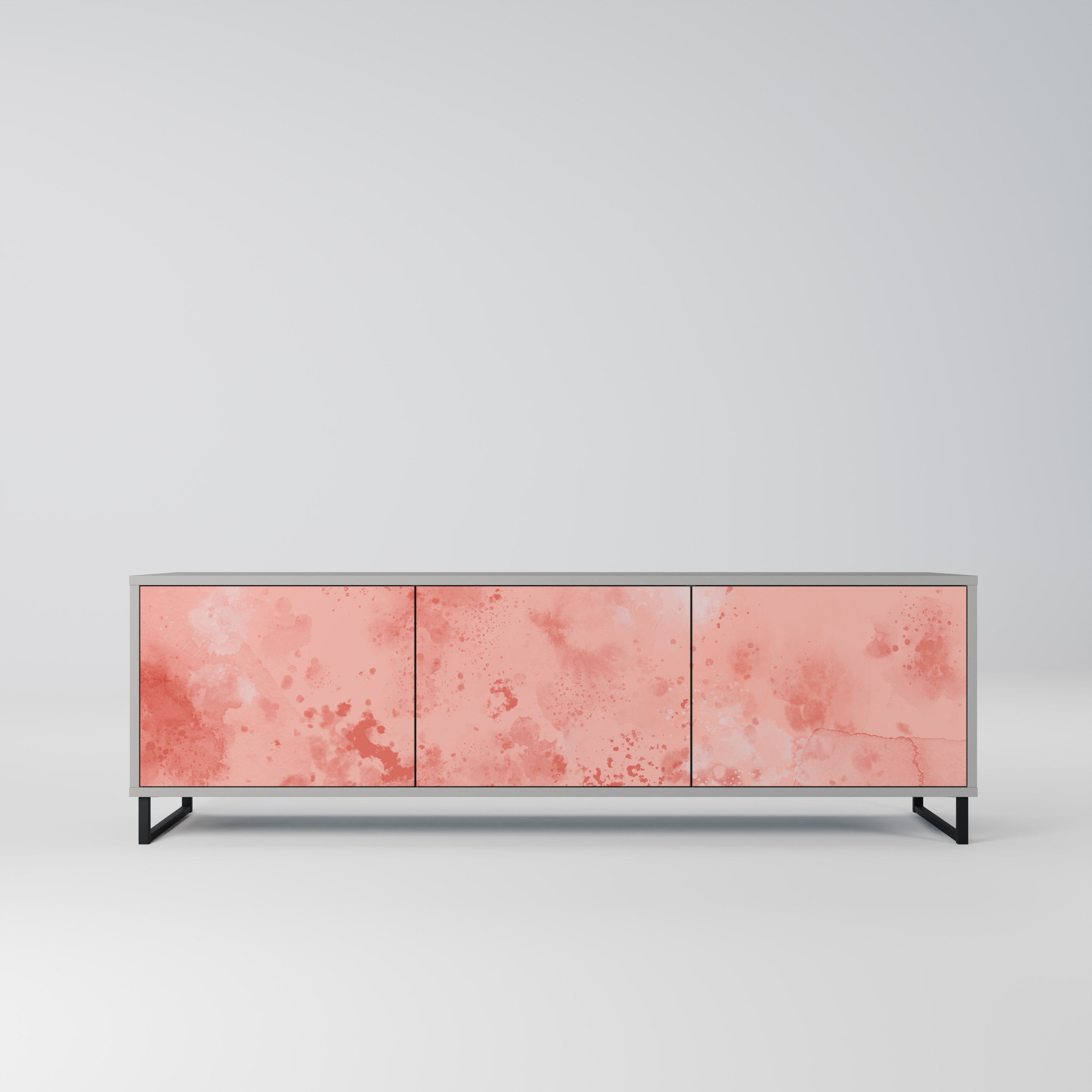 Meuble TV 3 portes CRANE DANCE, finition grise