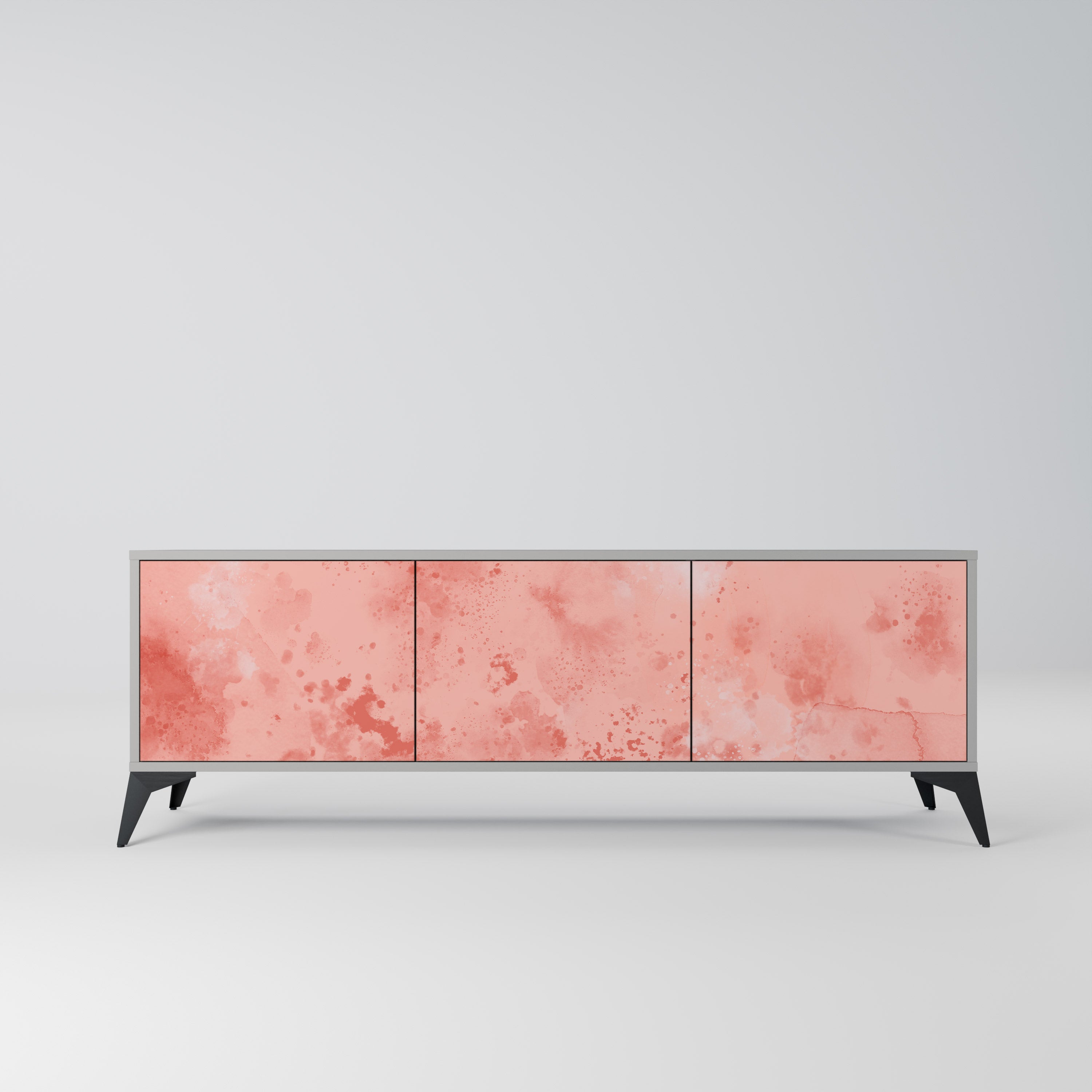 Meuble TV 3 portes CRANE DANCE, finition grise