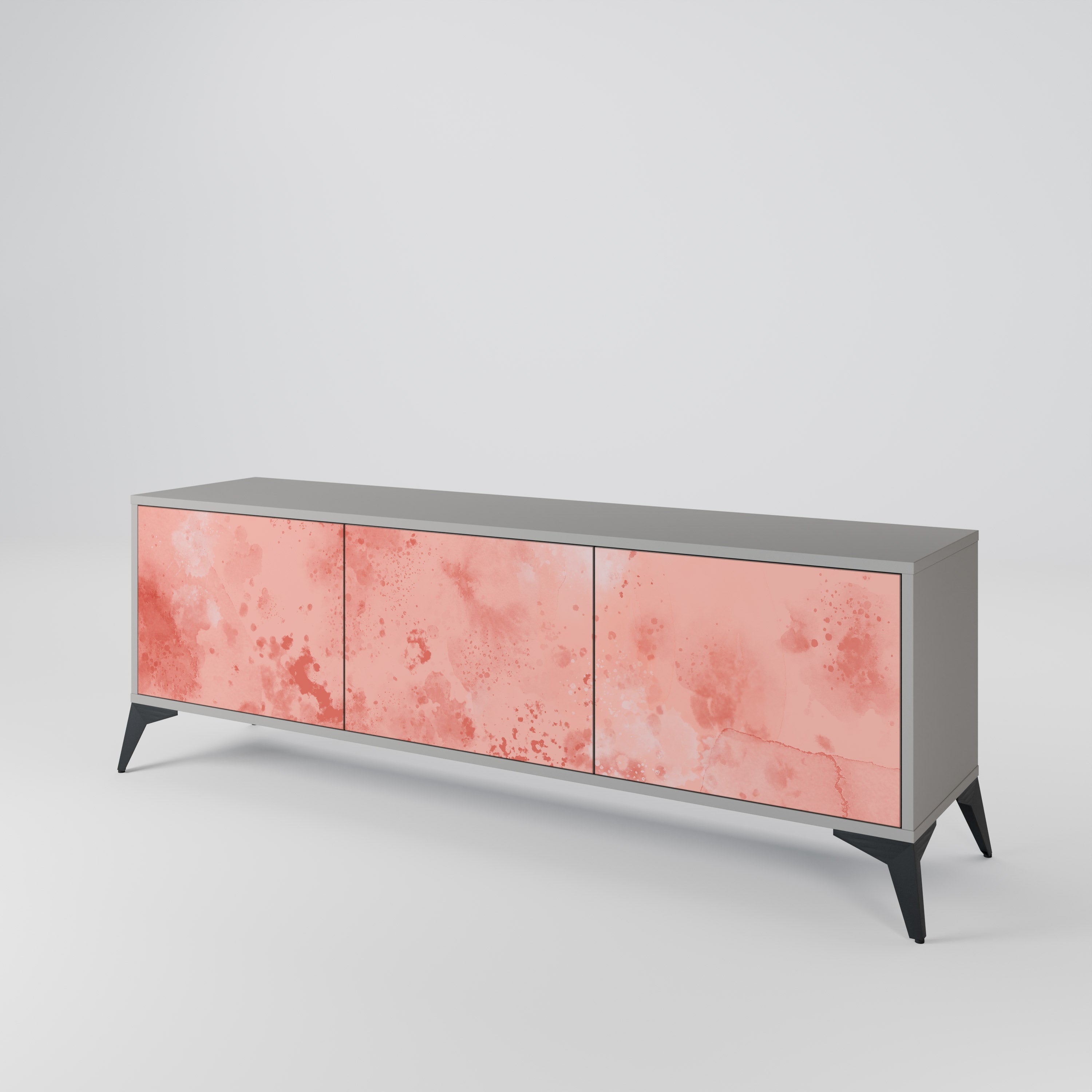 Meuble TV 3 portes CRANE DANCE, finition grise