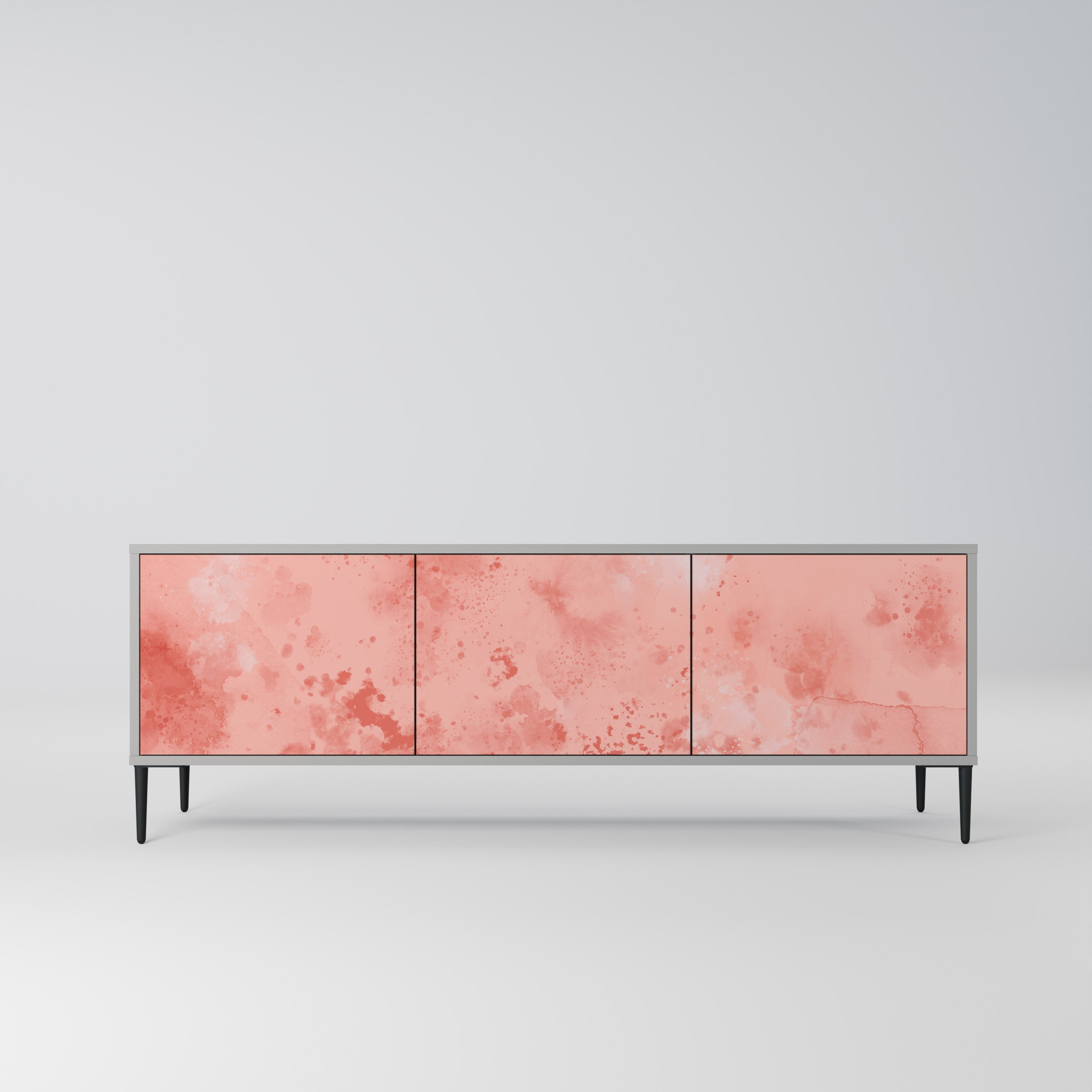 Meuble TV 3 portes CRANE DANCE, finition grise