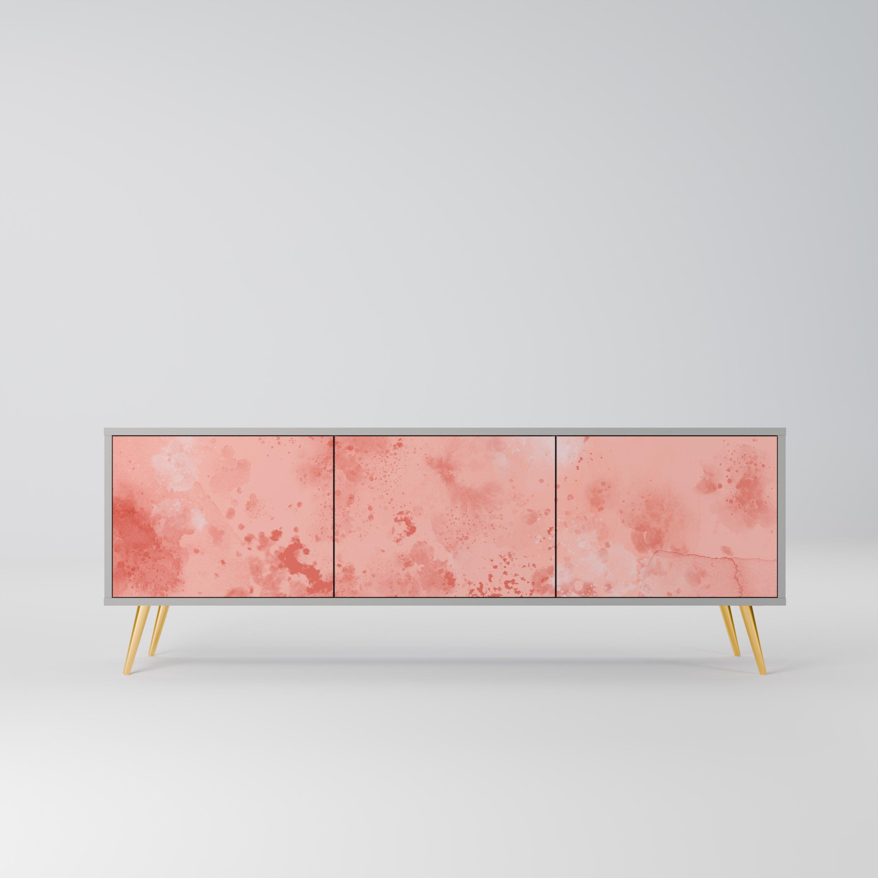 Meuble TV 3 portes CRANE DANCE, finition grise