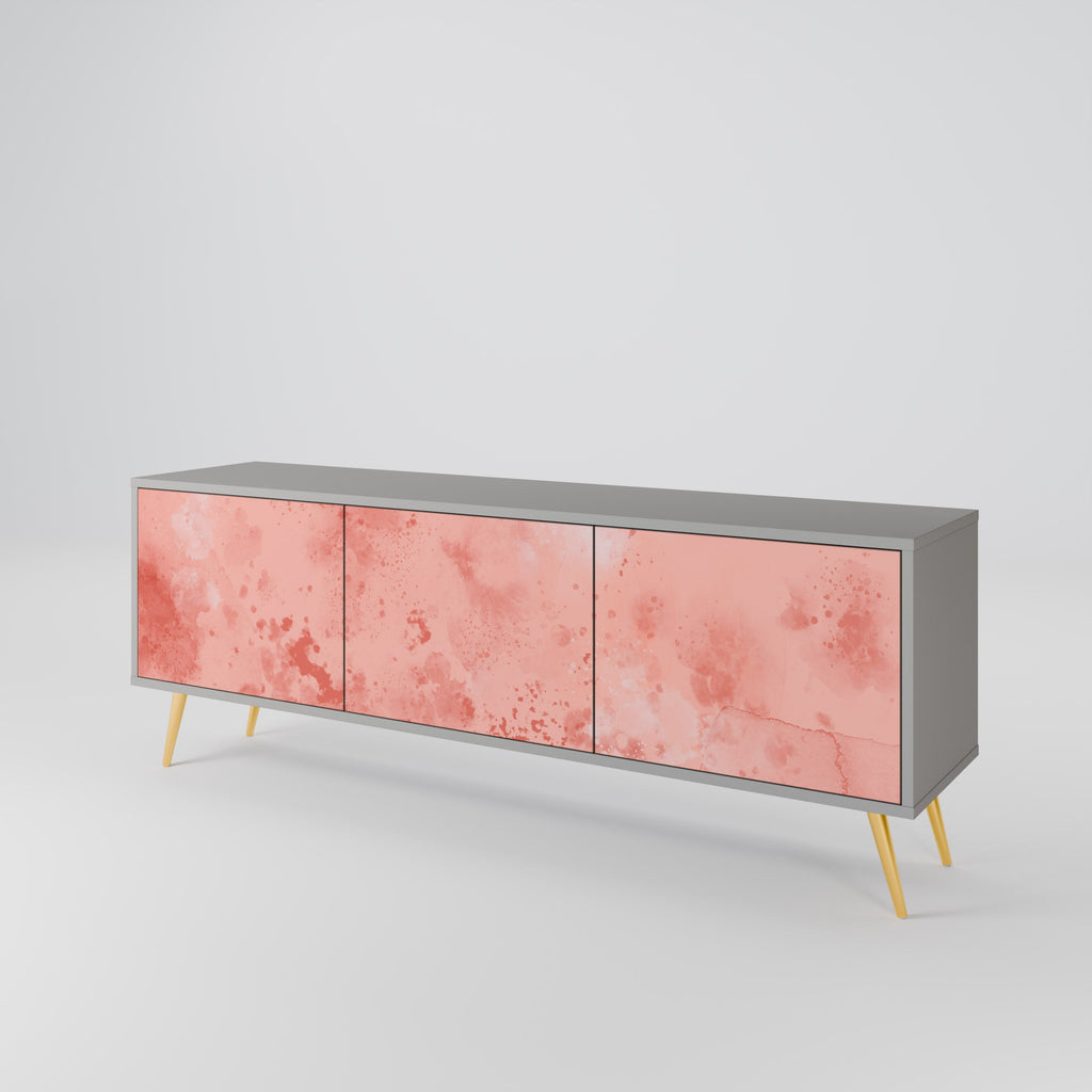 Meuble TV 3 portes CRANE DANCE, finition grise