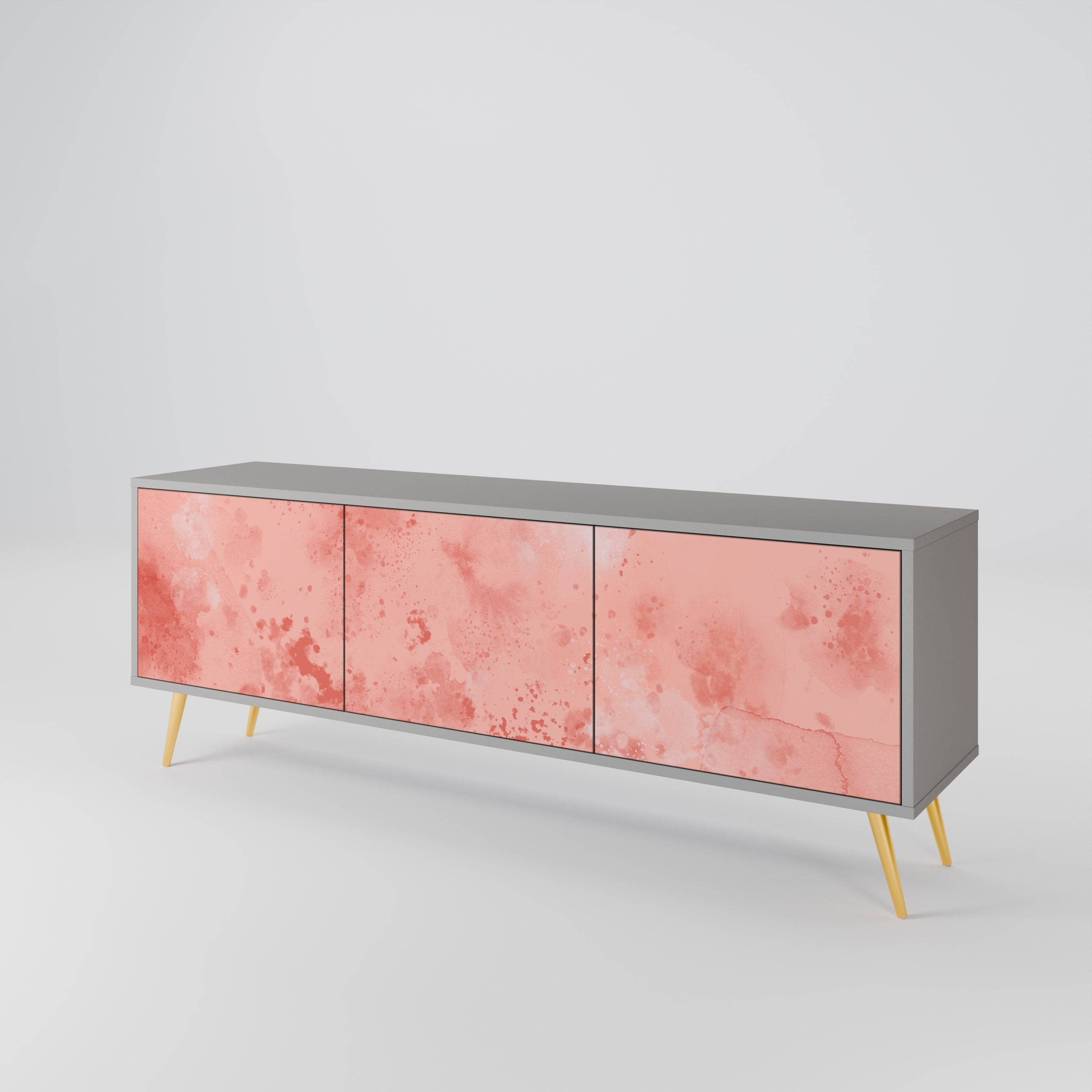 Meuble TV 3 portes CRANE DANCE, finition grise