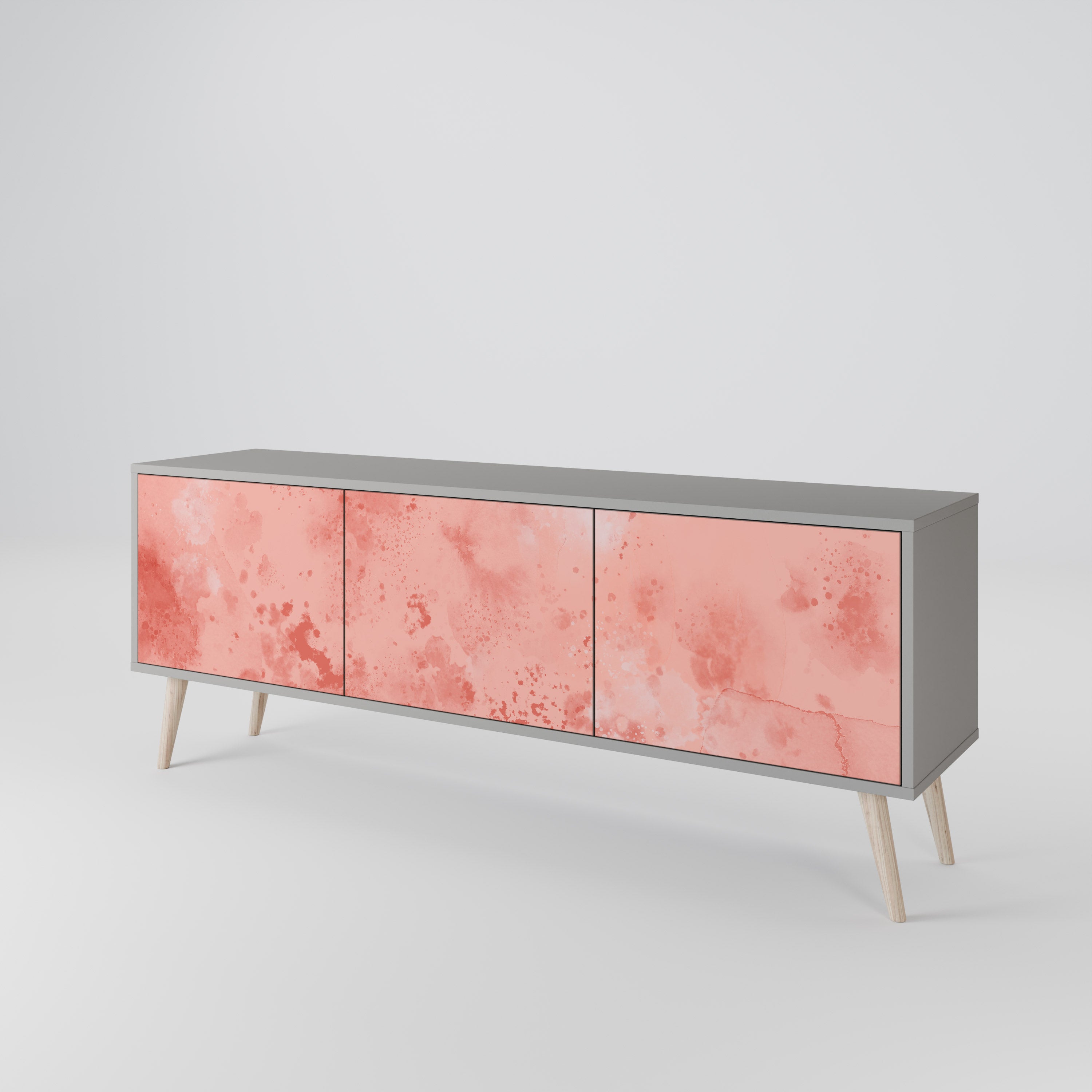 Meuble TV 3 portes CRANE DANCE, finition grise