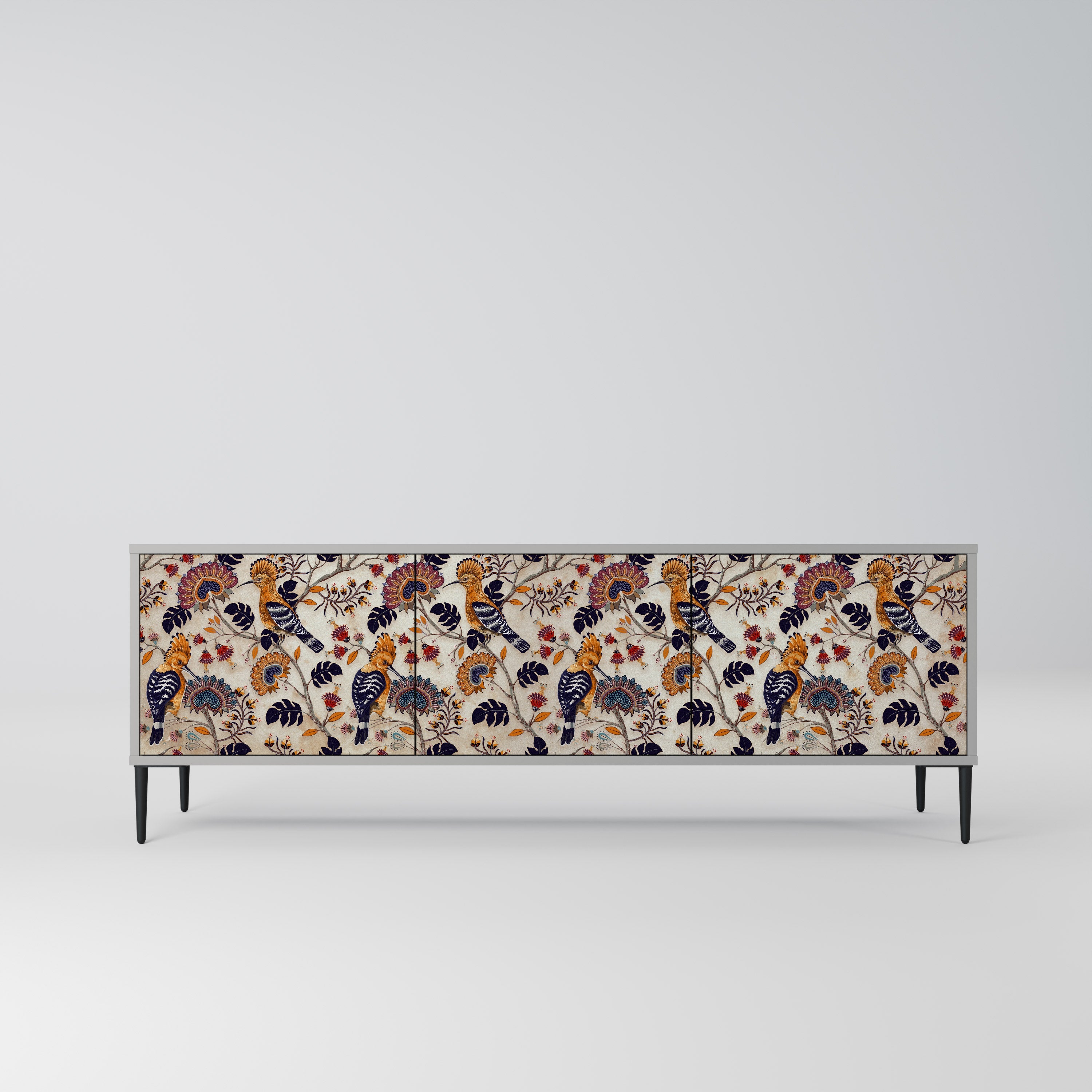 Meuble TV 3 portes EMINENT HOOPOE, finition grise