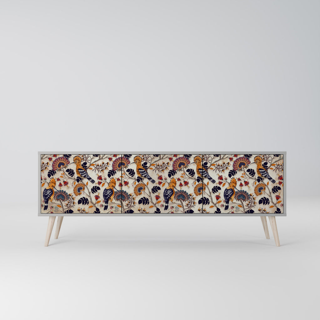 Meuble TV 3 portes EMINENT HOOPOE, finition grise