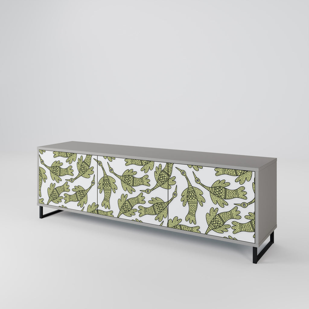 Meuble TV 3 portes SEEDLING SONGBIRD, finition grise