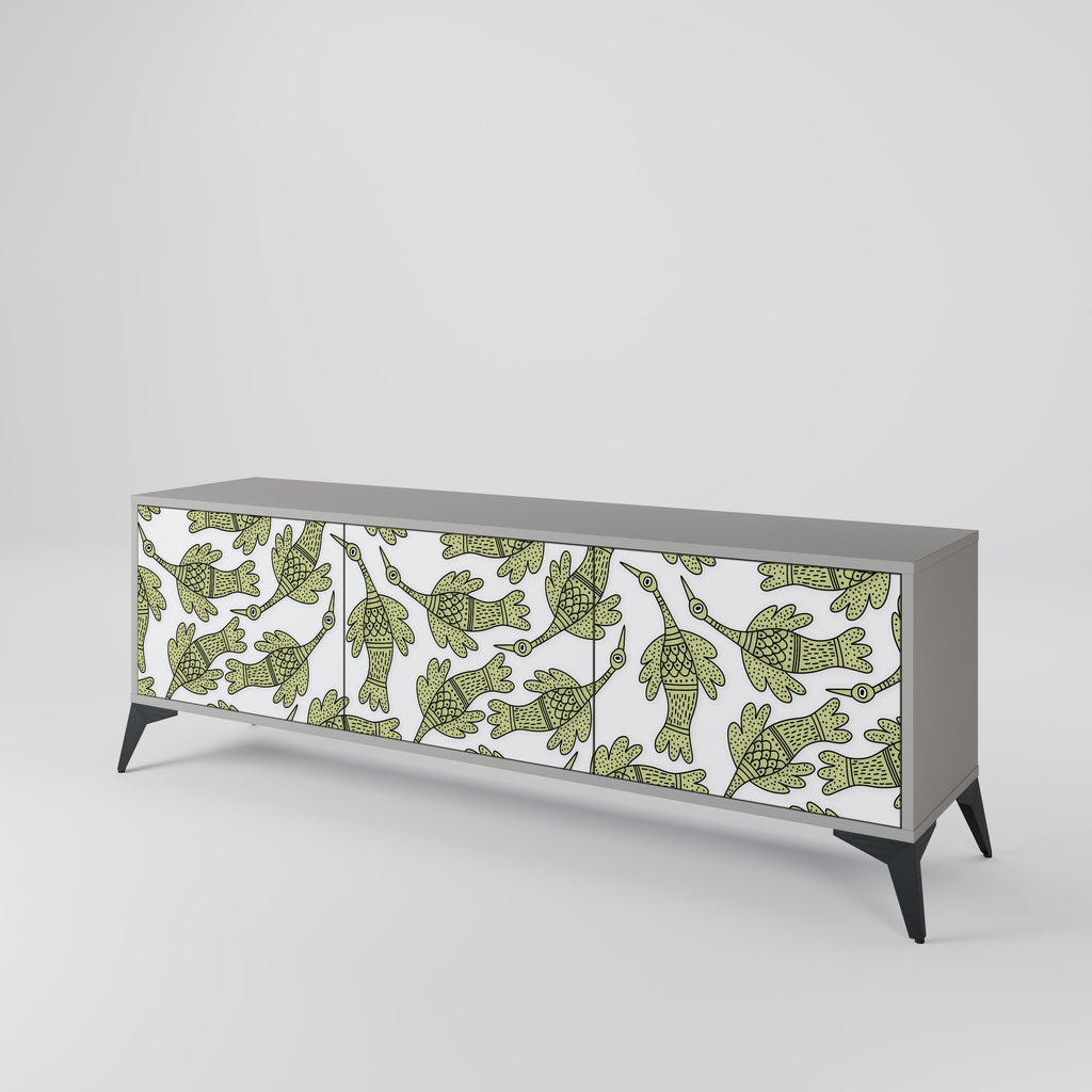 Meuble TV 3 portes SEEDLING SONGBIRD, finition grise