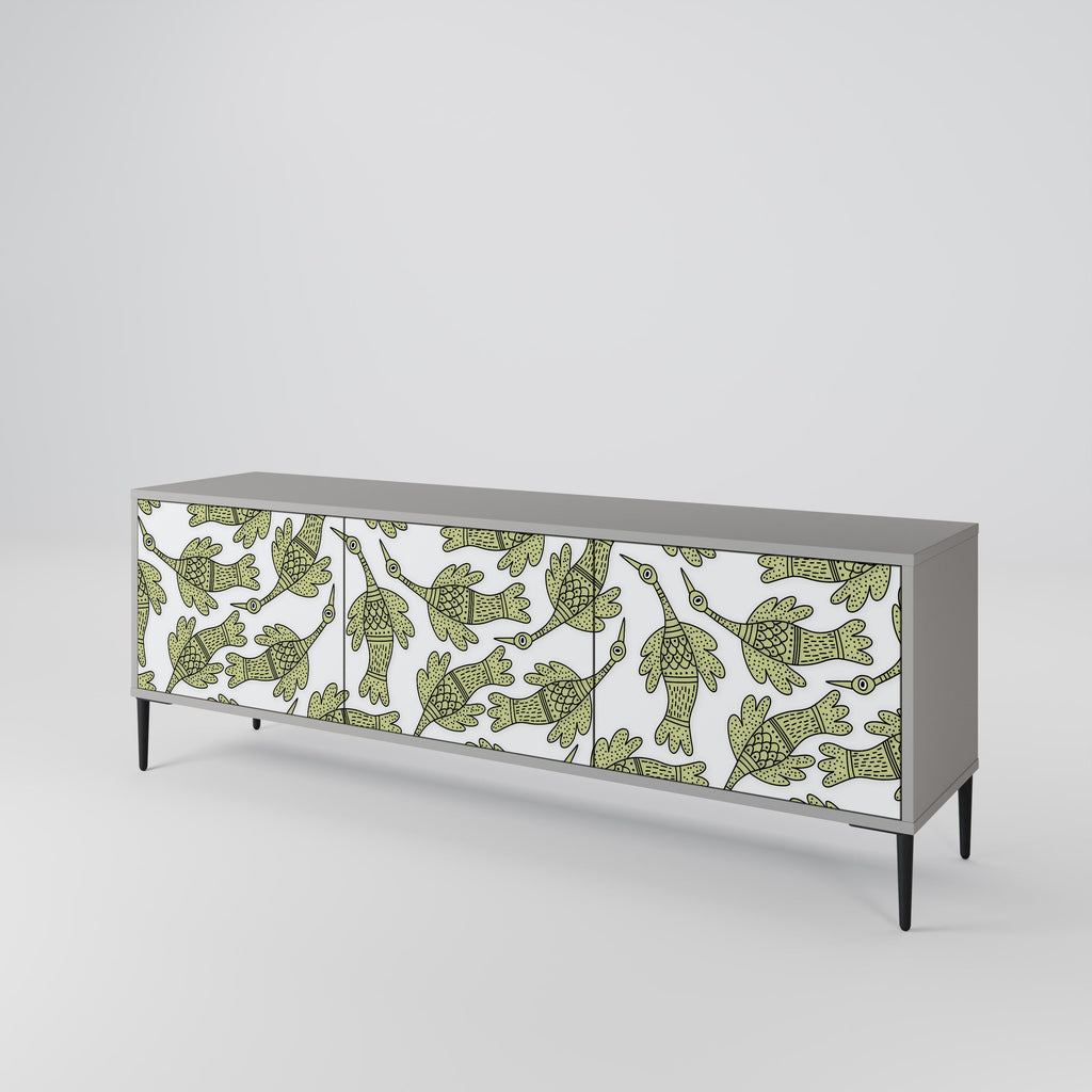 Meuble TV 3 portes SEEDLING SONGBIRD, finition grise