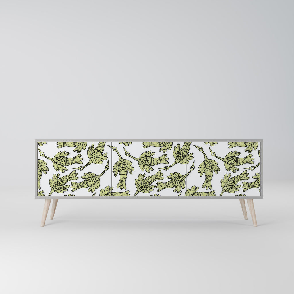 Meuble TV 3 portes SEEDLING SONGBIRD, finition grise