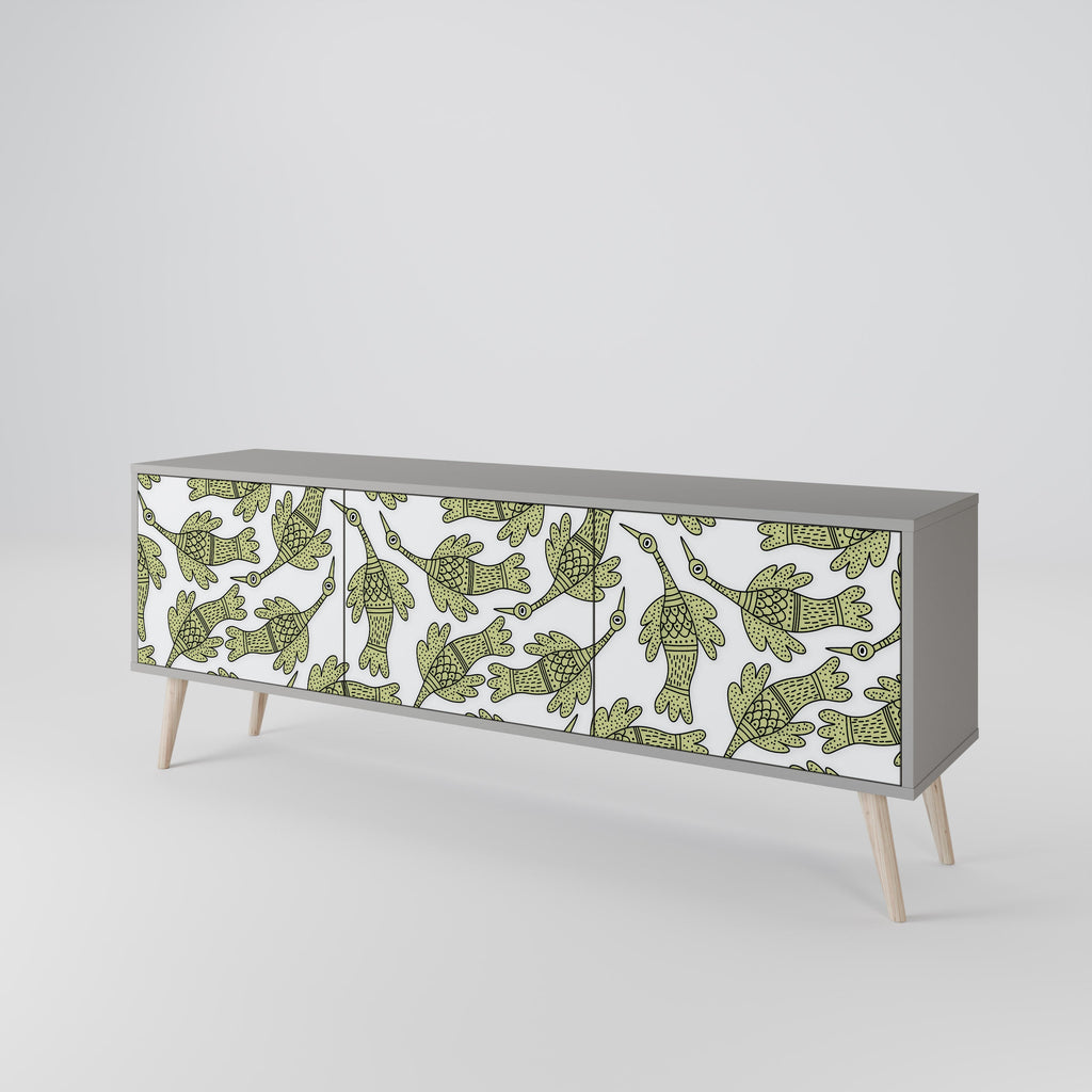 Meuble TV 3 portes SEEDLING SONGBIRD, finition grise