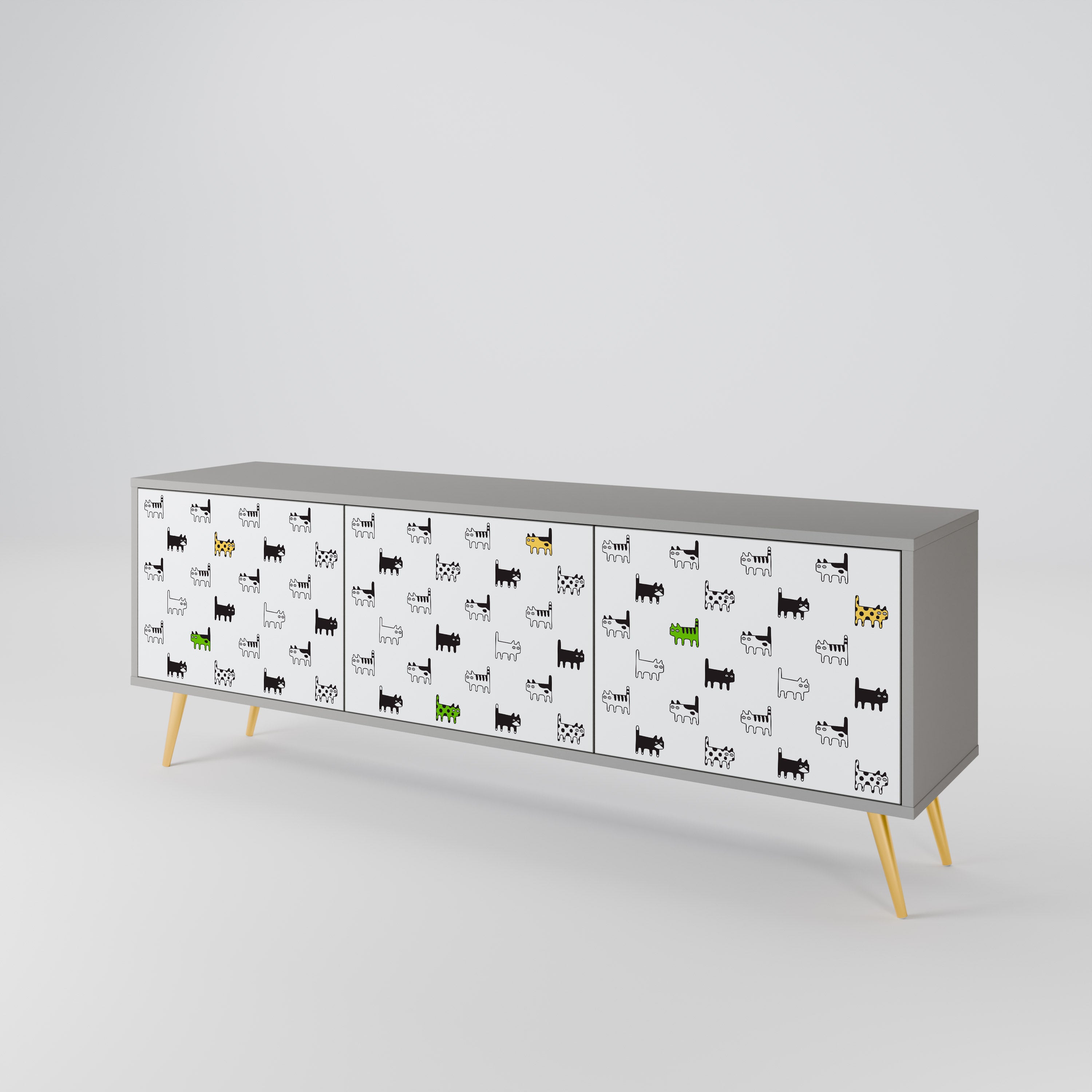 CATS COMPILATION 3-Door TV Cabinet