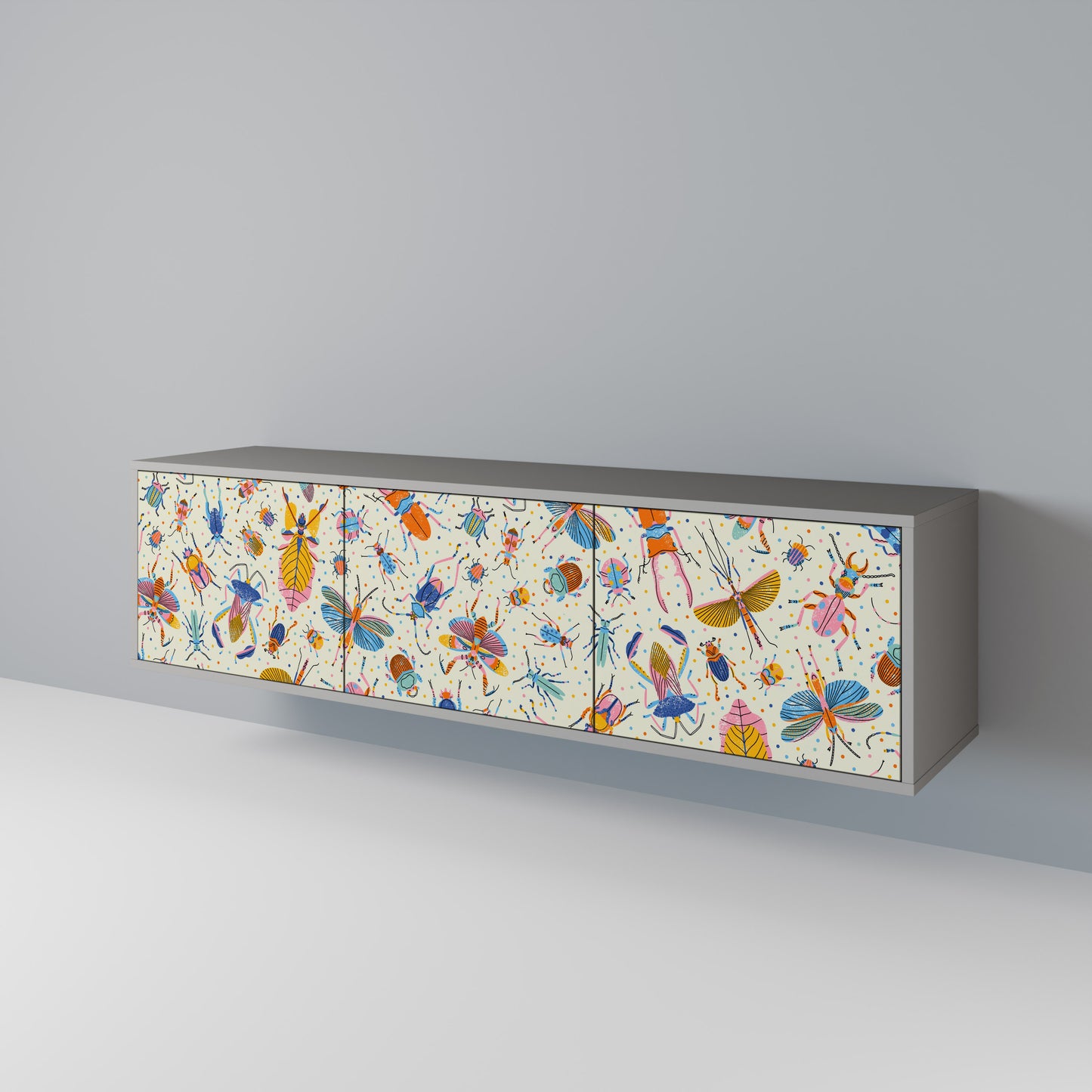 COLORFUL INSECTS 3-Door TV Cabinet