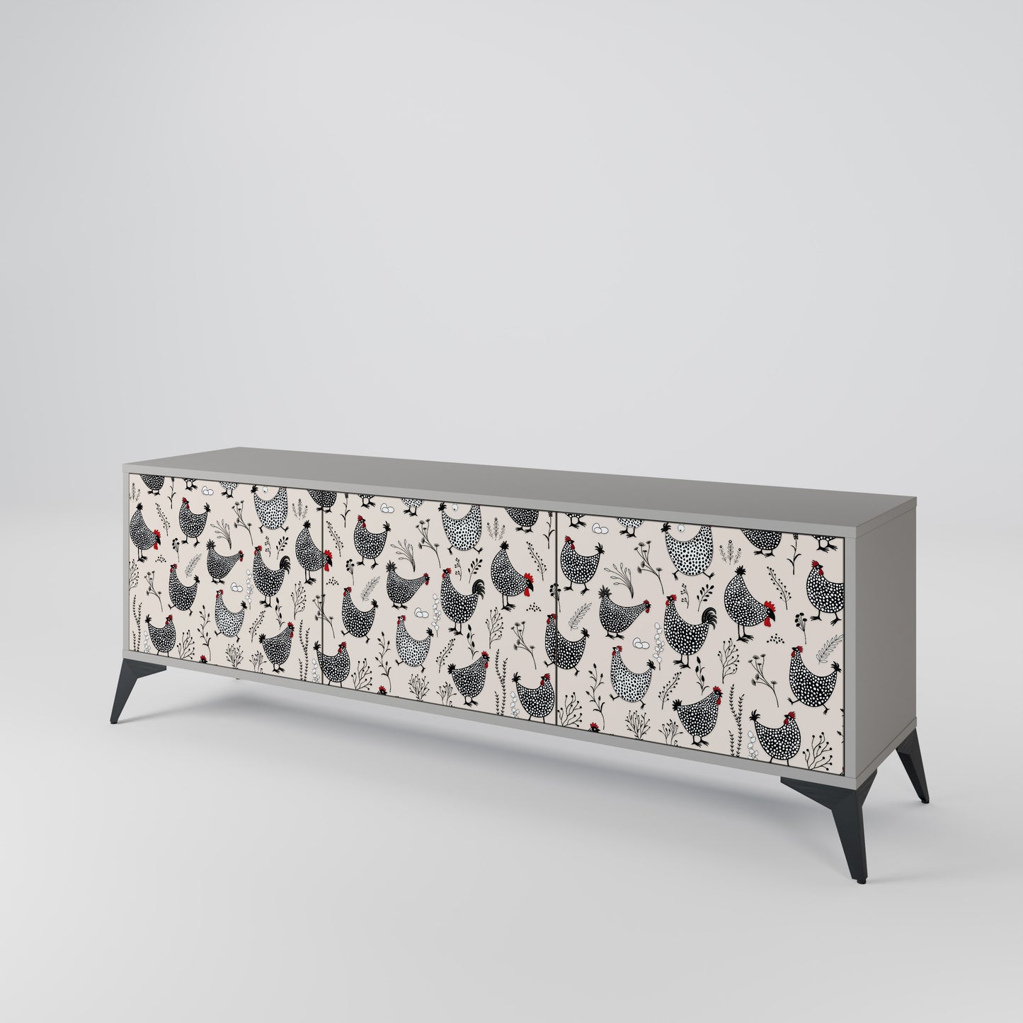 HAPPY HENS 3-Door TV Cabinet