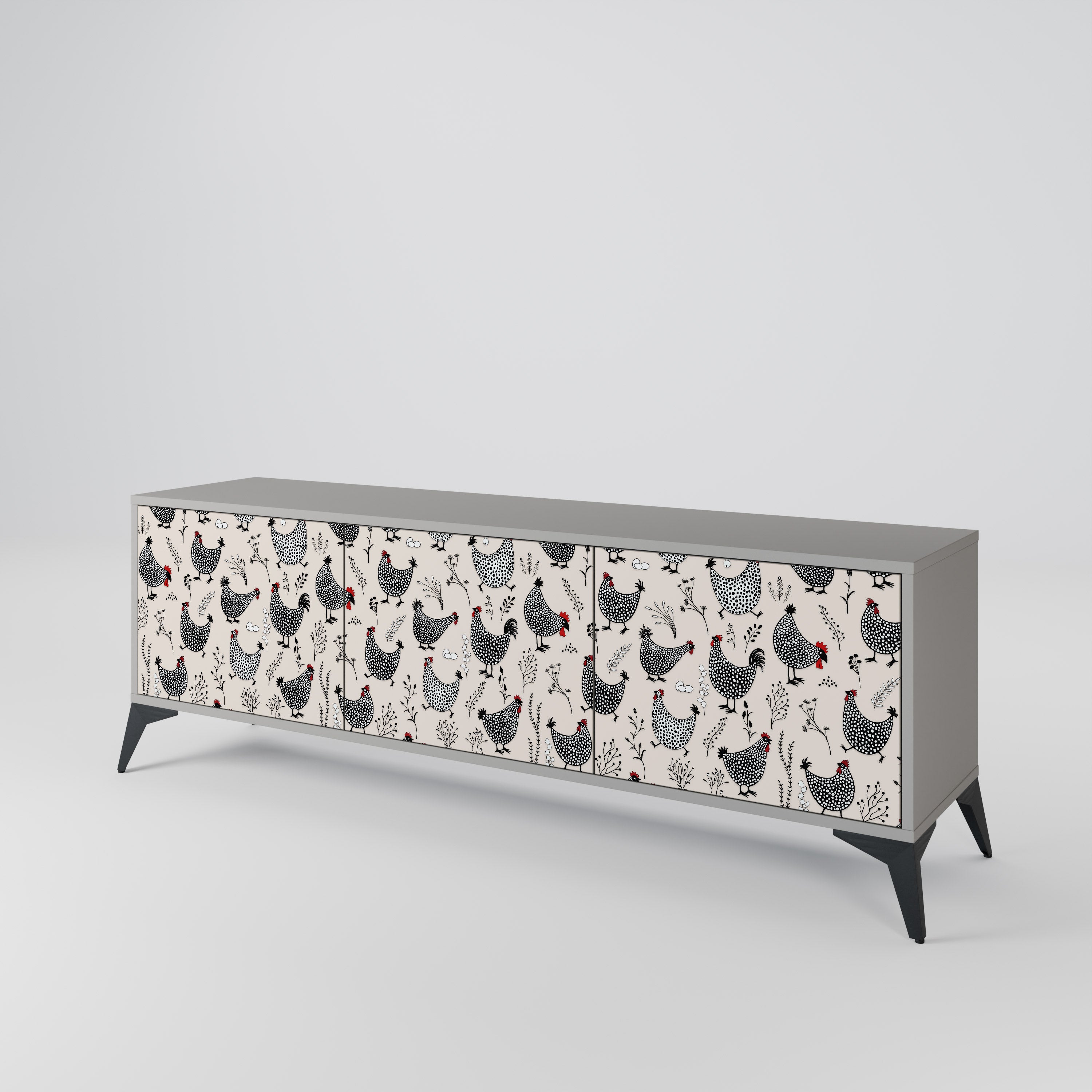 HAPPY HENS 3-Door TV Cabinet