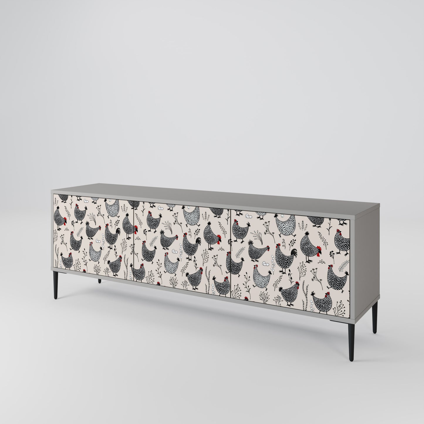 HAPPY HENS 3-Door TV Cabinet