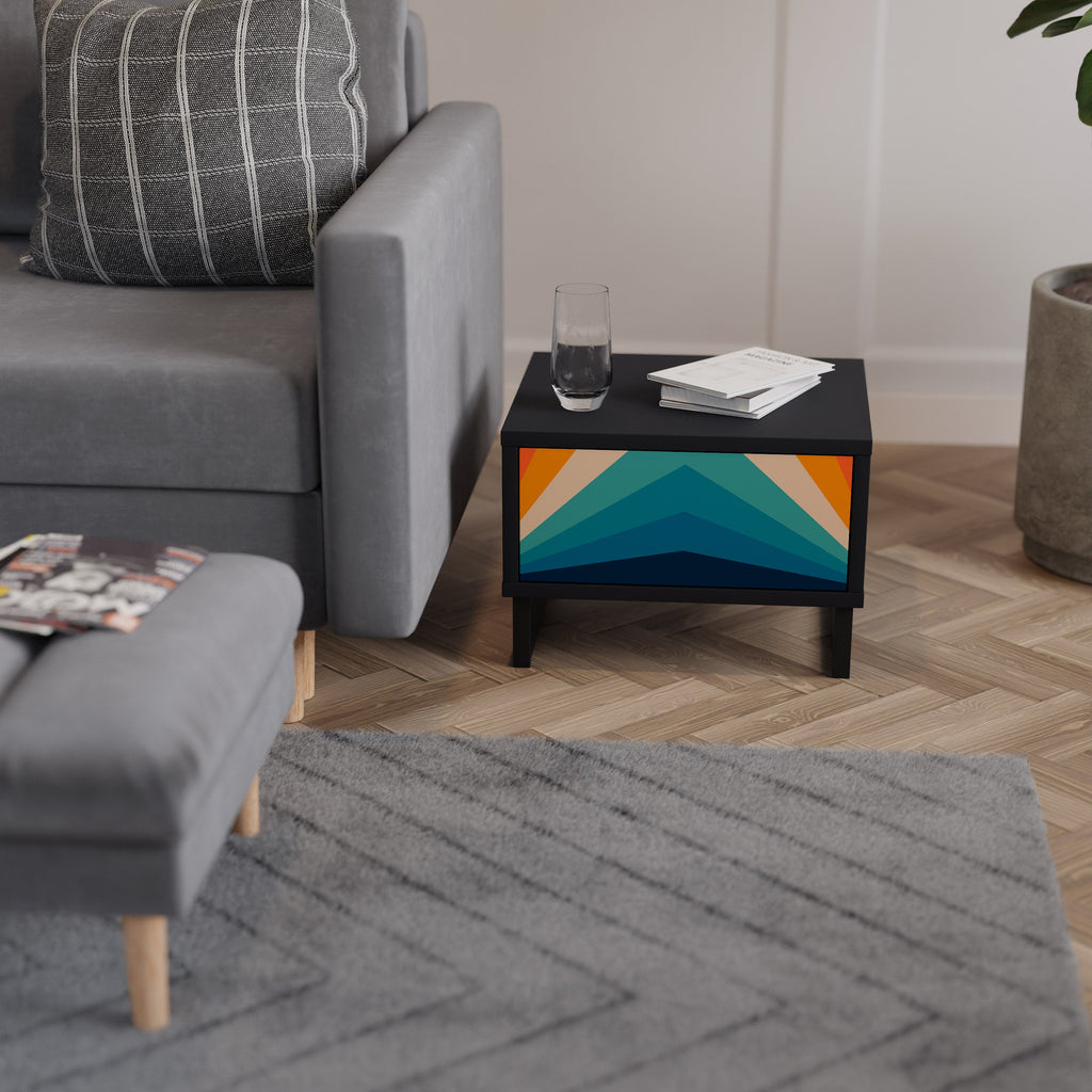 Table de chevet PRISM CONCUSSION en finition noire