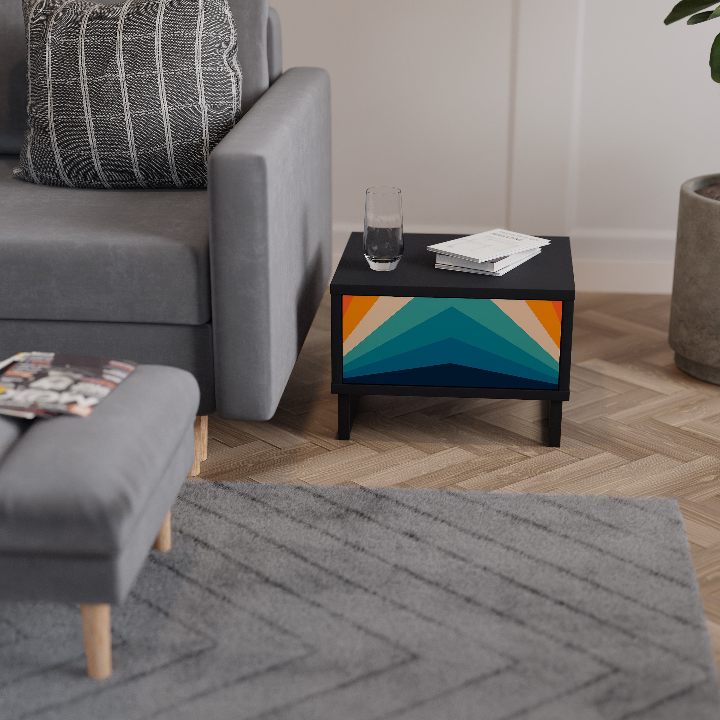 PRISM CONCUSSION Nightstand in Black Finish