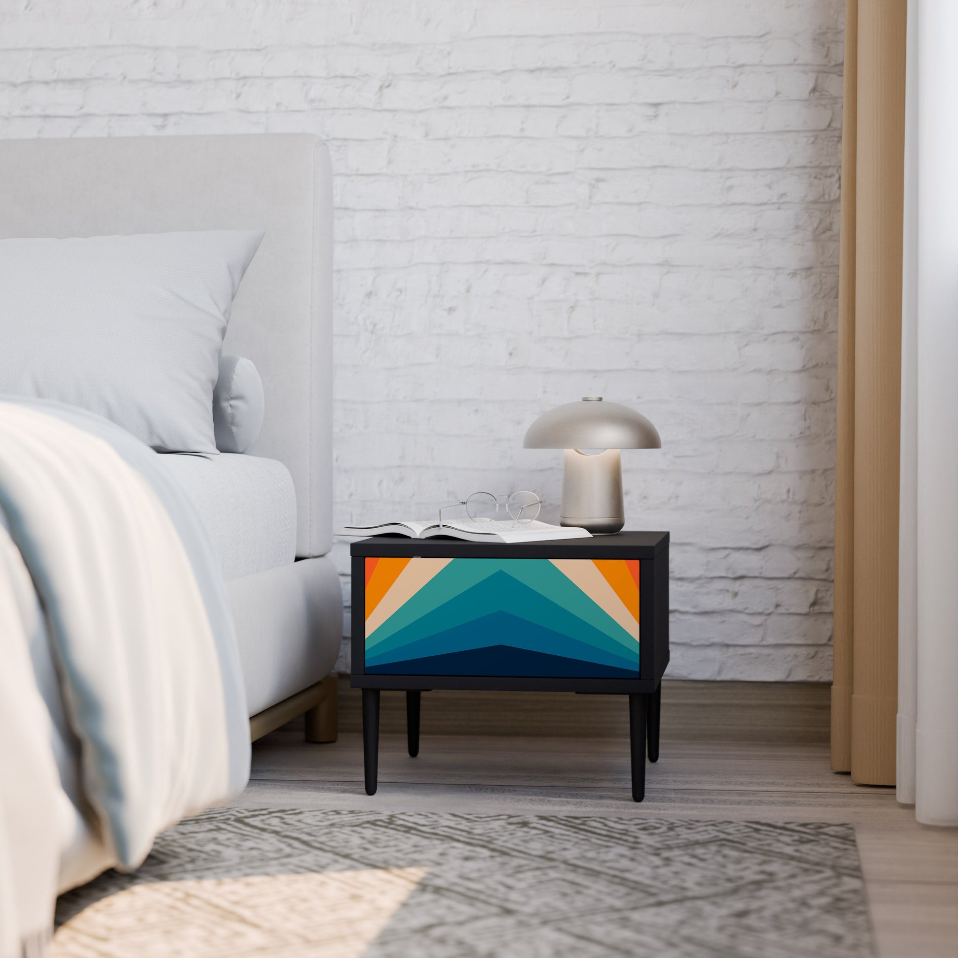 Table de chevet PRISM CONCUSSION en finition noire