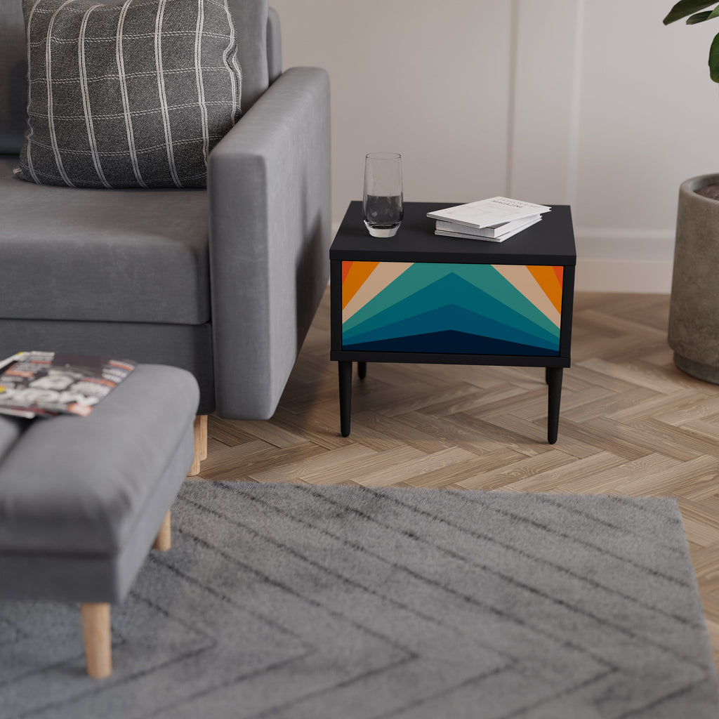Table de chevet PRISM CONCUSSION en finition noire