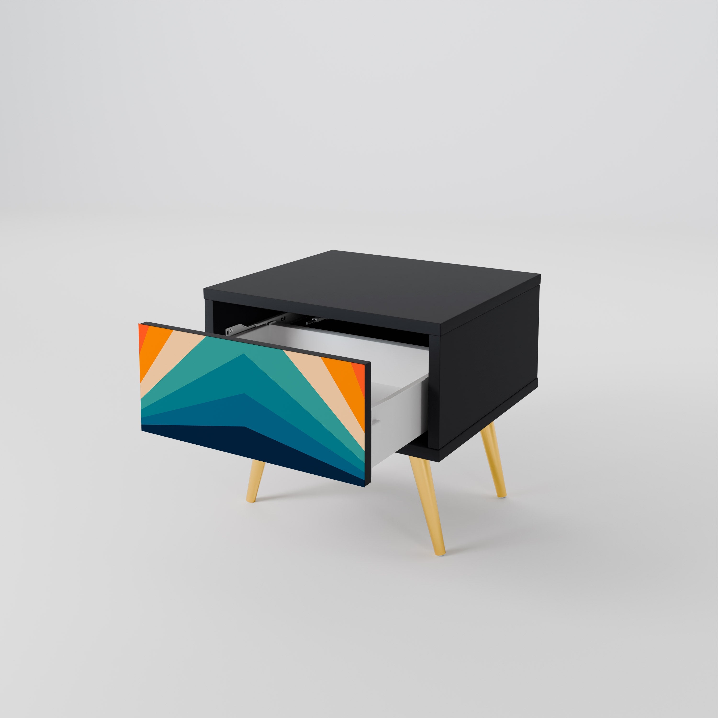 PRISM CONCUSSION Nightstand in Black Finish