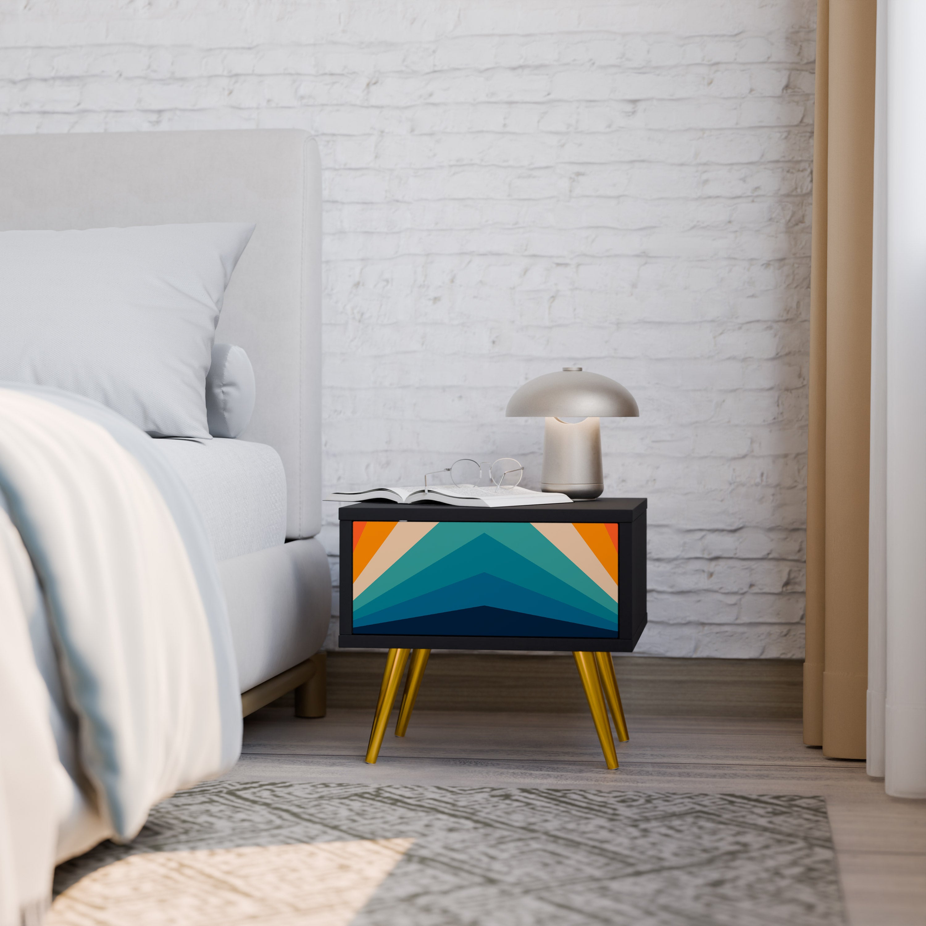 PRISM CONCUSSION Nightstand in Black Finish