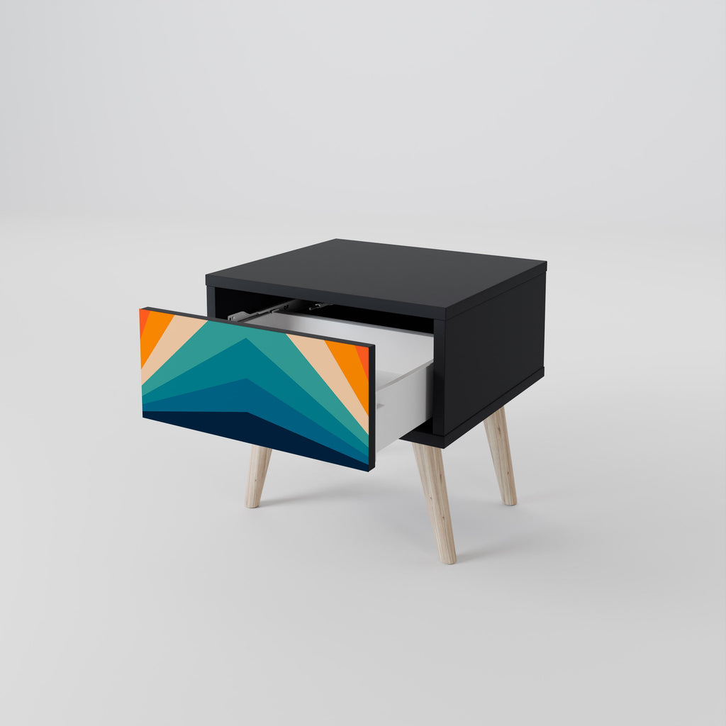 Table de chevet PRISM CONCUSSION en finition noire