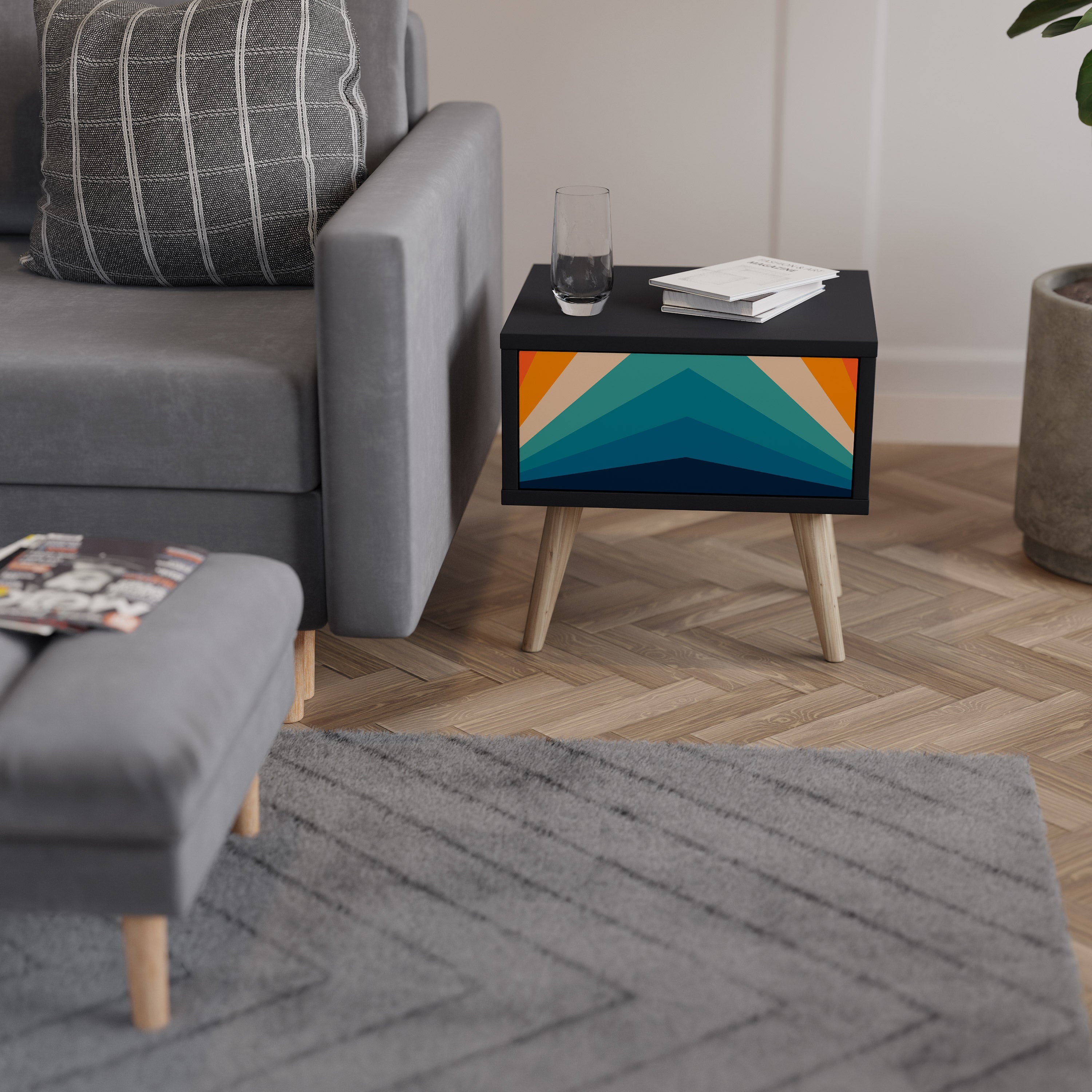 PRISM CONCUSSION Nightstand in Black Finish