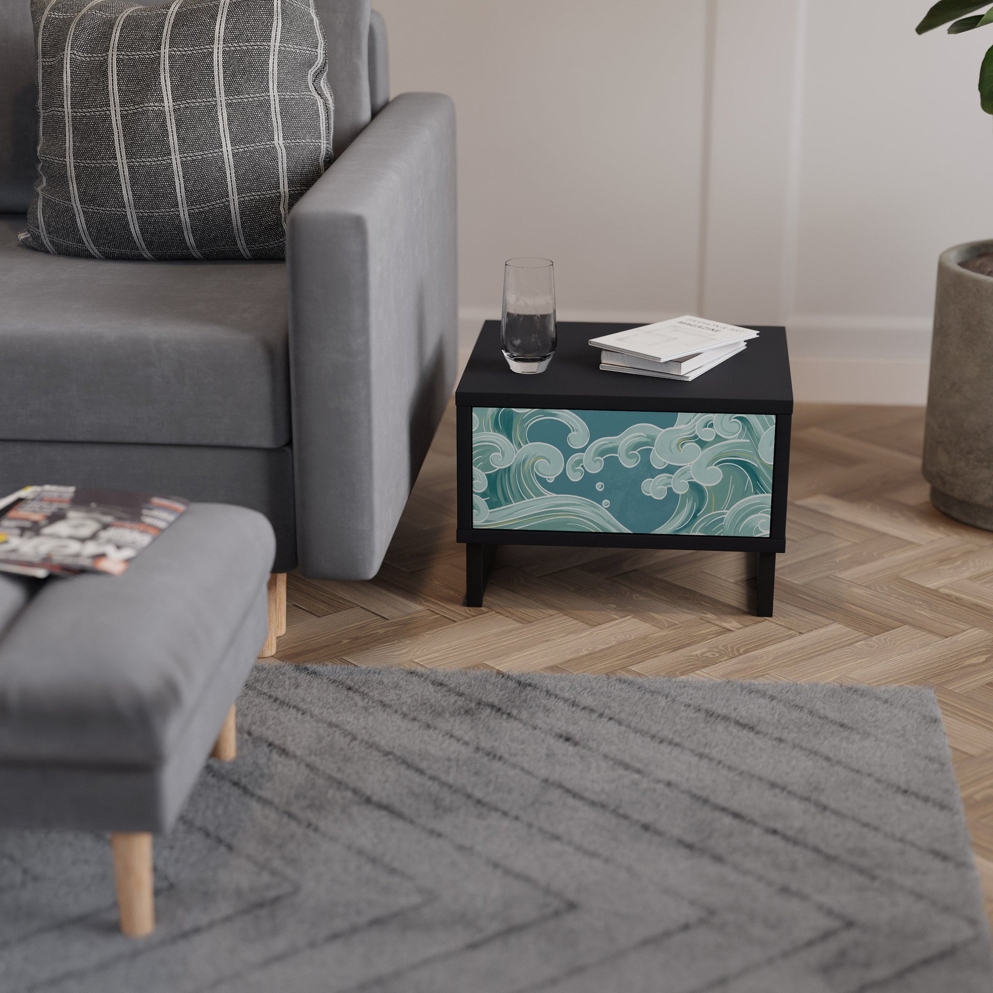 Table de chevet ASIAN SWAY en finition noire