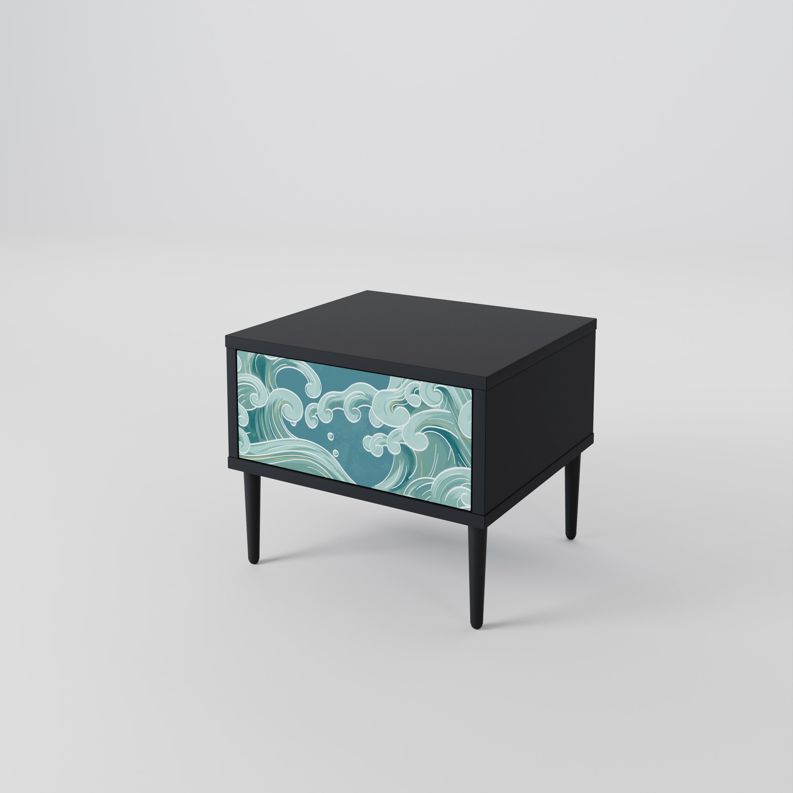 ASIAN SWAY Nightstand in Black Finish