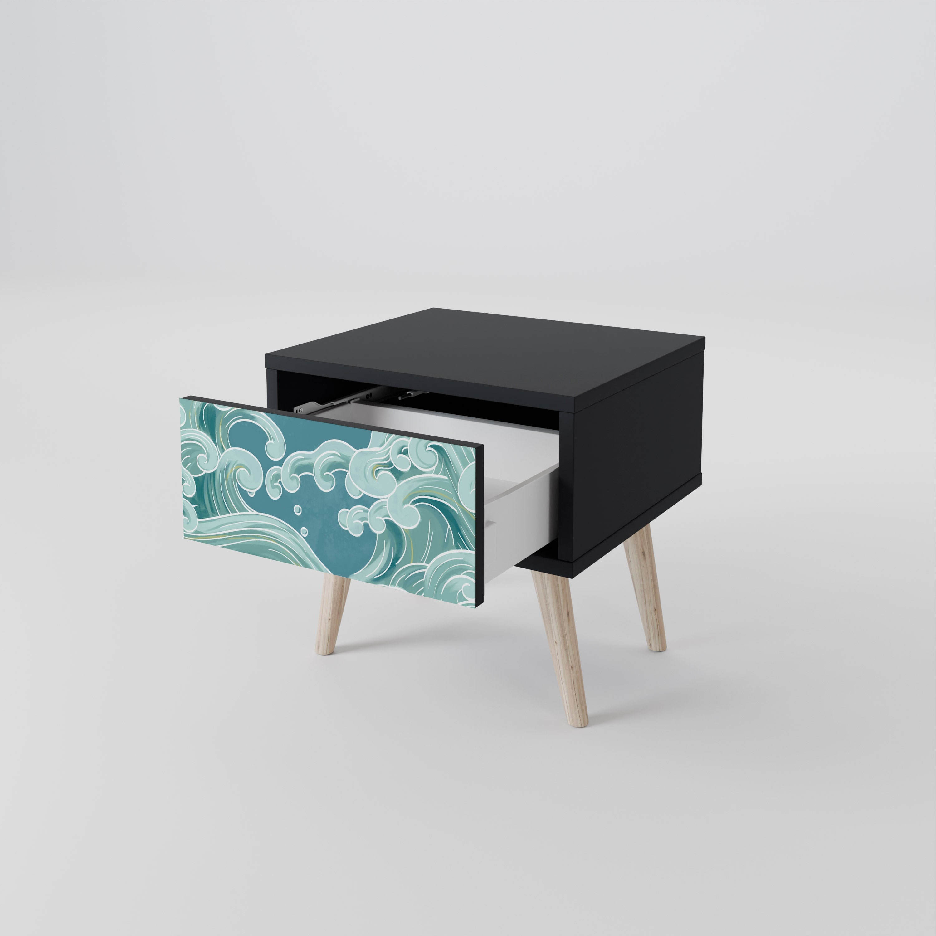 ASIAN SWAY Nightstand in Black Finish