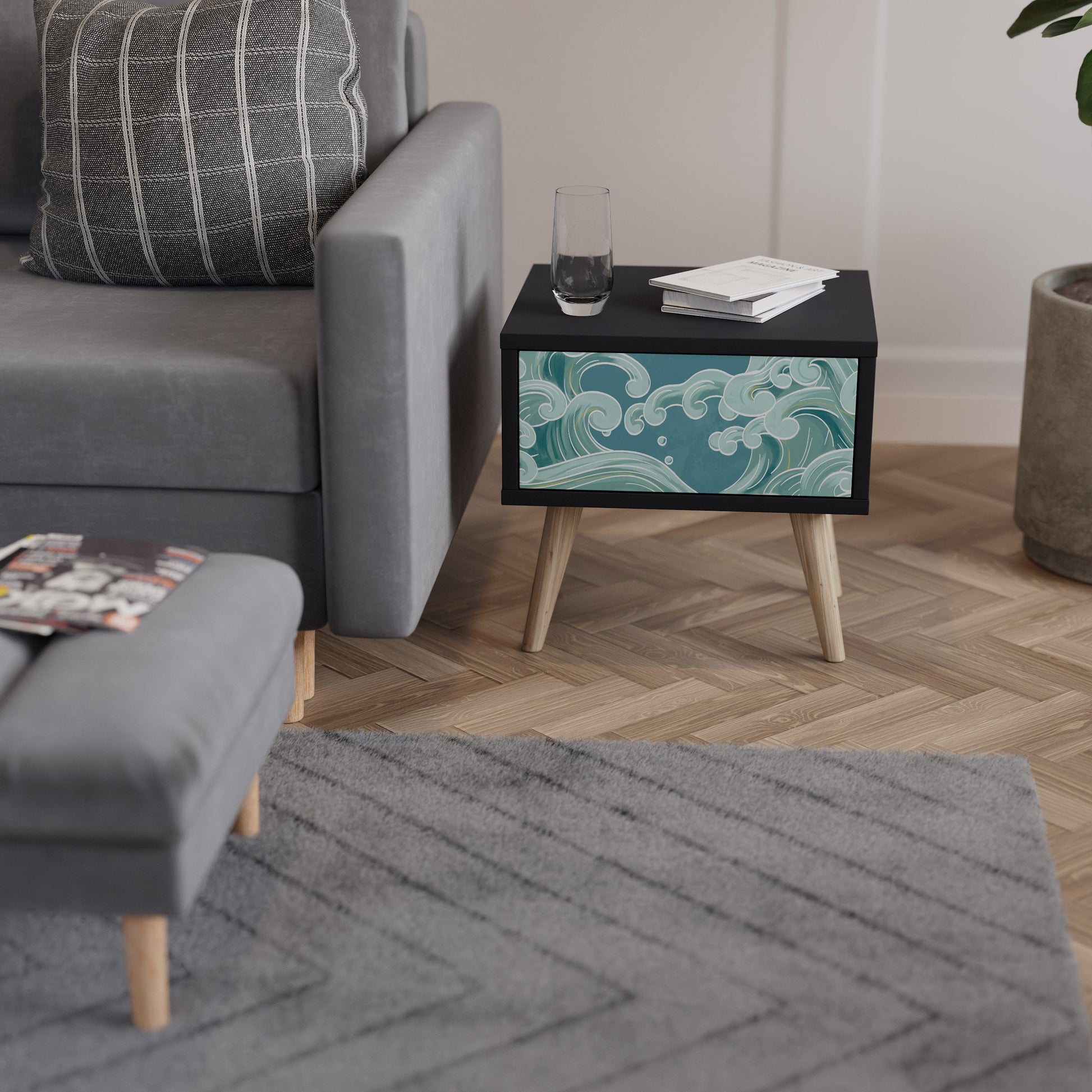 Table de chevet ASIAN SWAY en finition noire