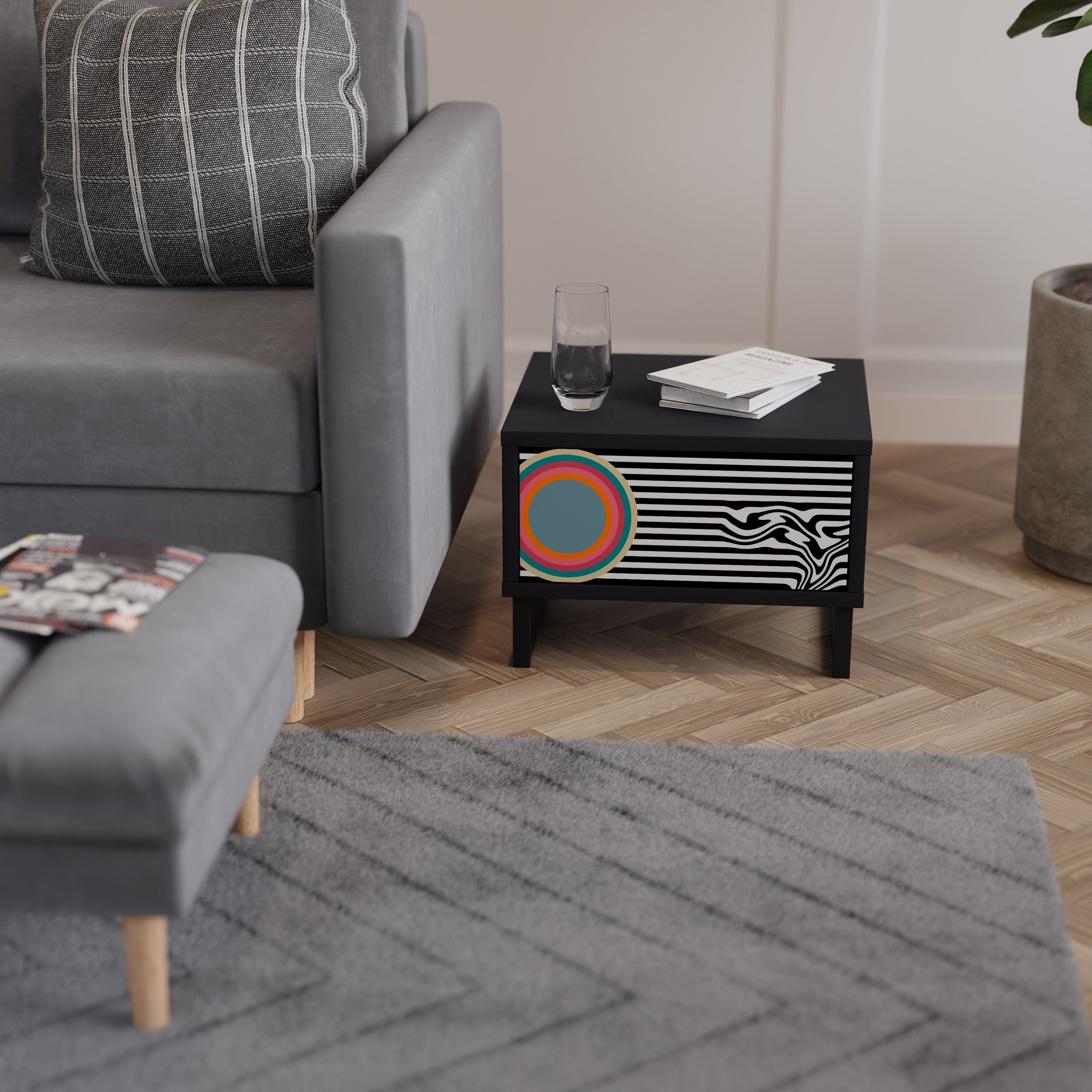 SPECTRA SHOWCASE Nightstand in Black Finish