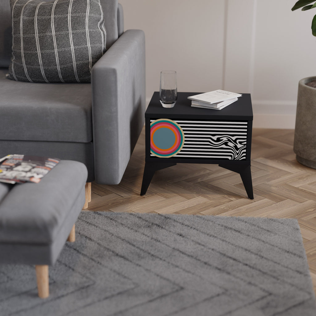Table de chevet SPECTRA SHOWCASE en finition noire