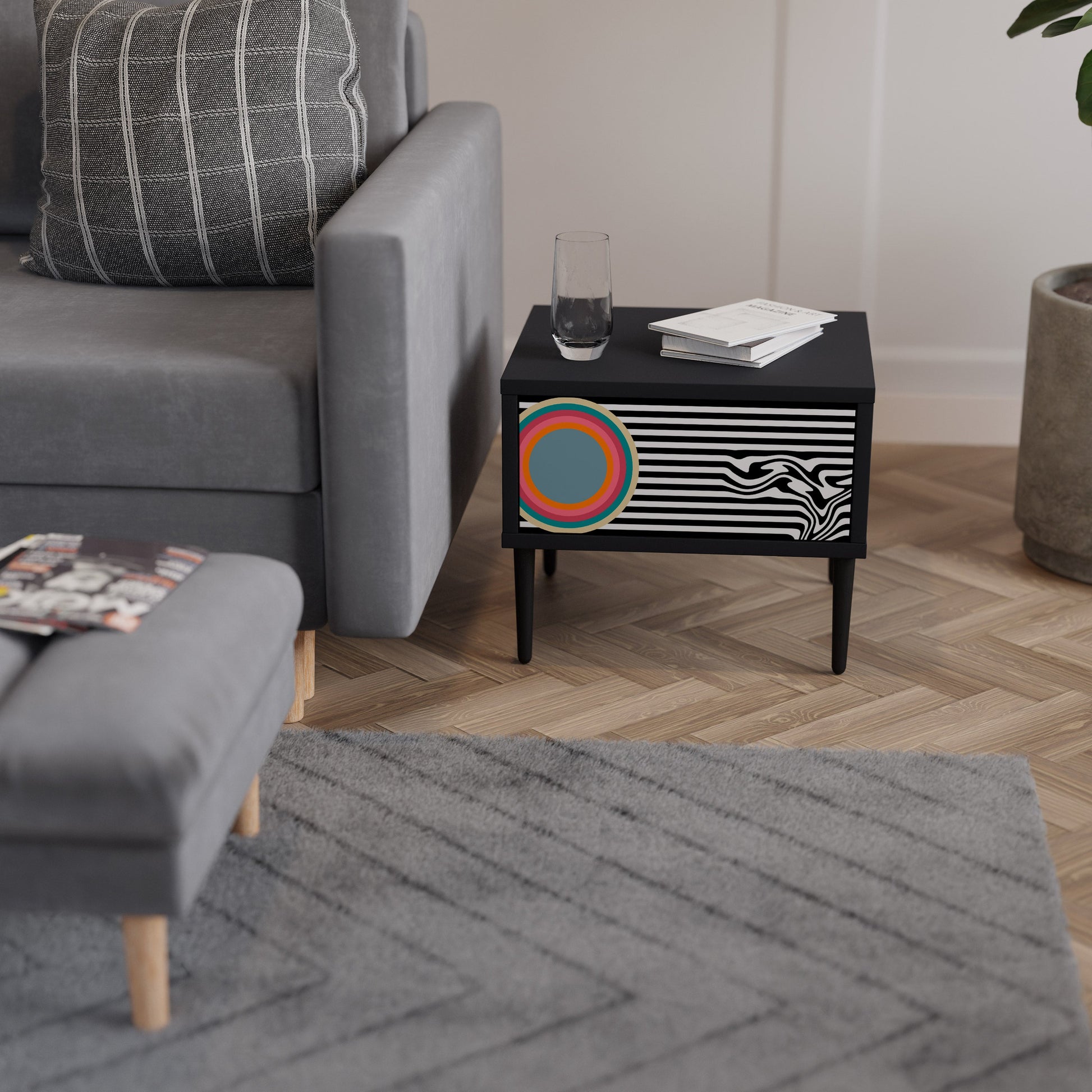 Table de chevet SPECTRA SHOWCASE en finition noire