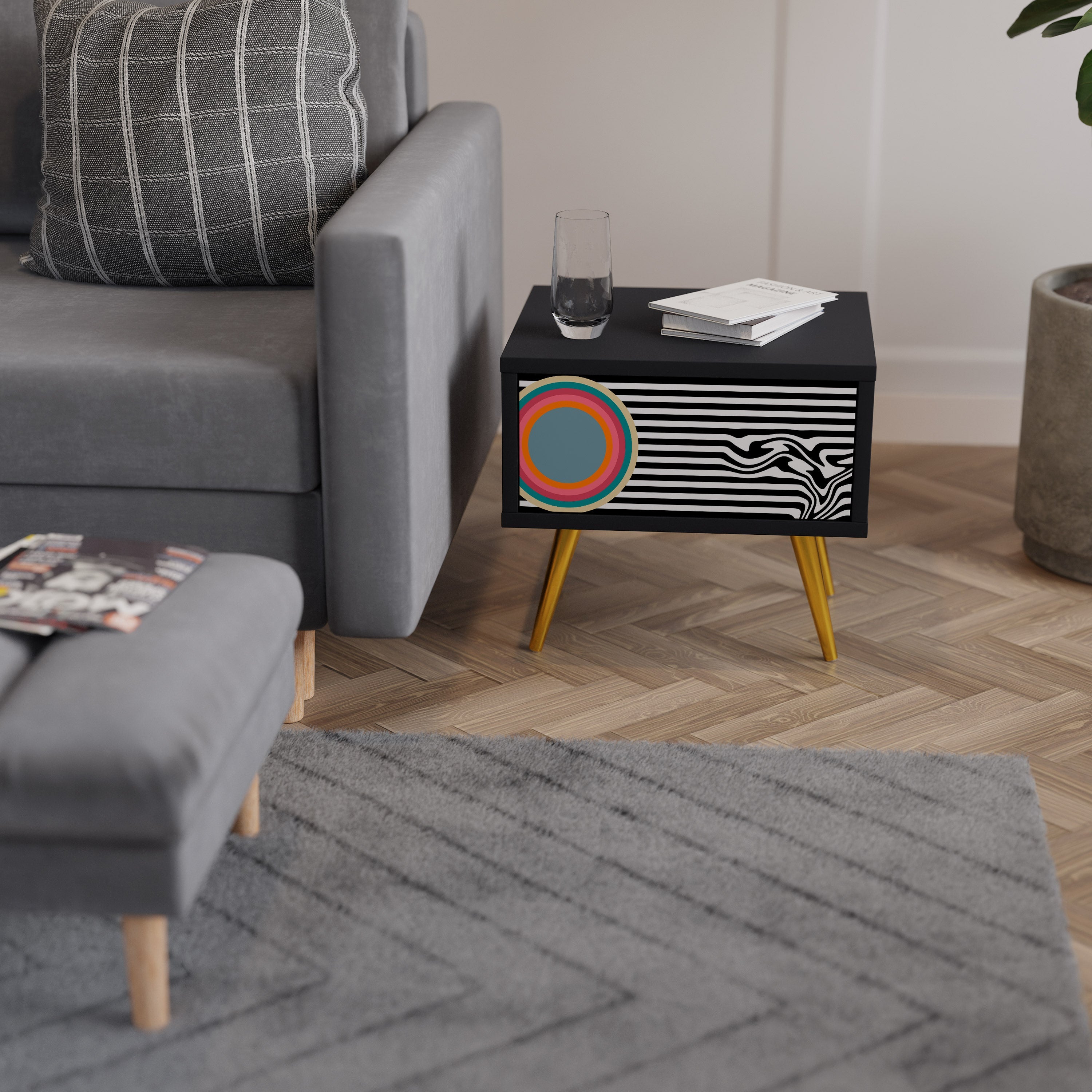 SPECTRA SHOWCASE Nightstand in Black Finish