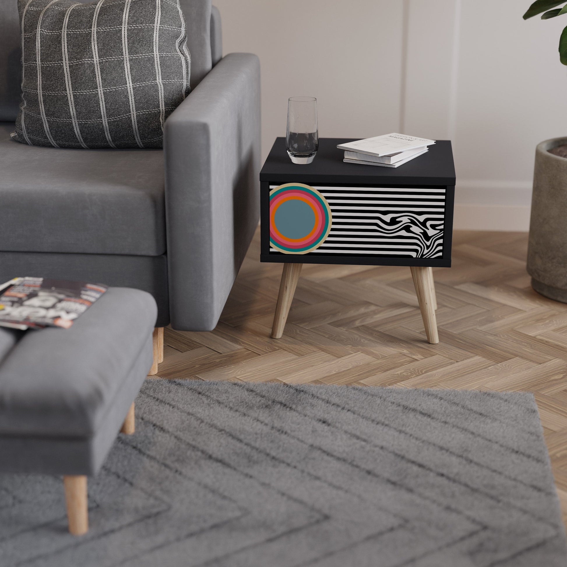Table de chevet SPECTRA SHOWCASE en finition noire