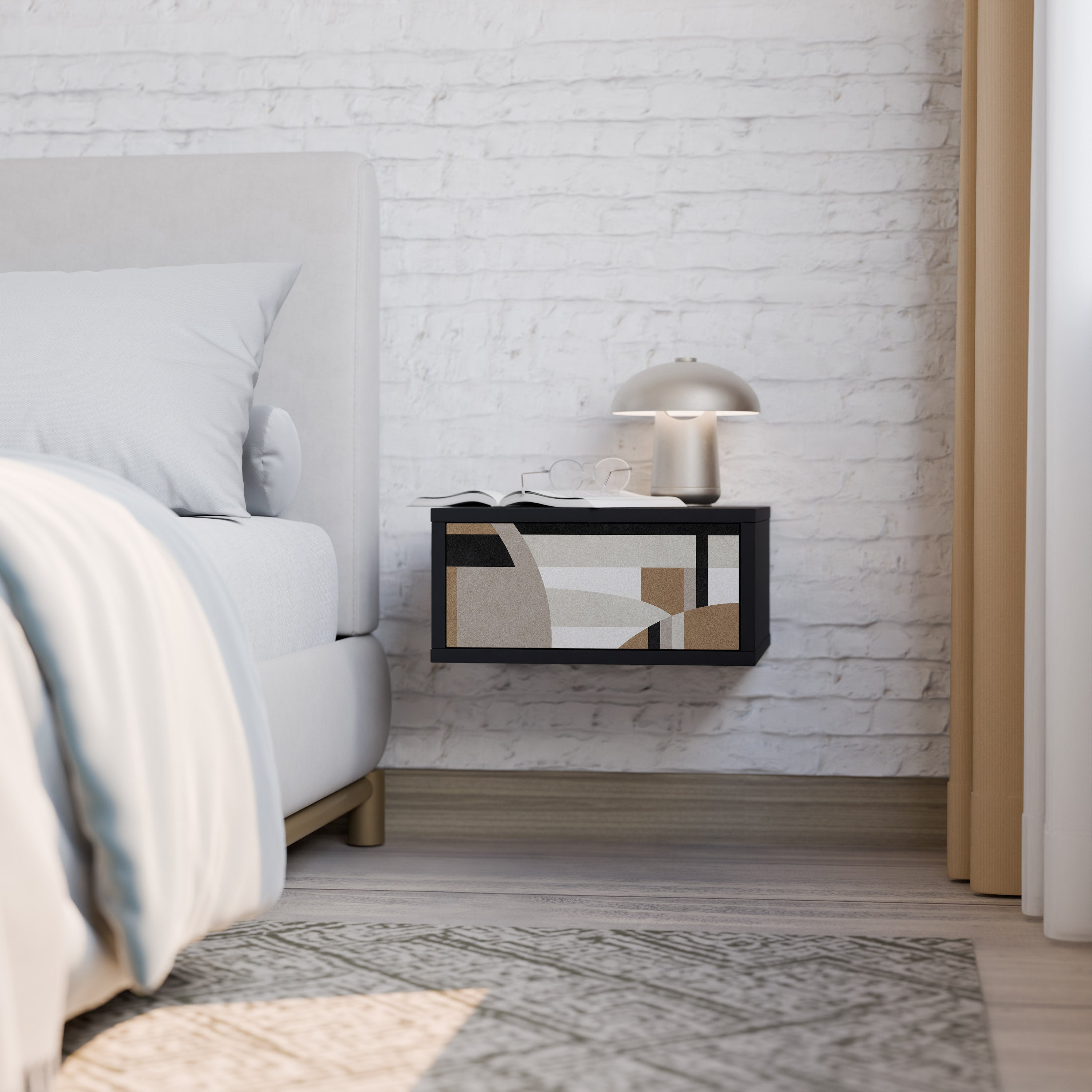 DELICATE MEMENTO Nightstand in Black Finish