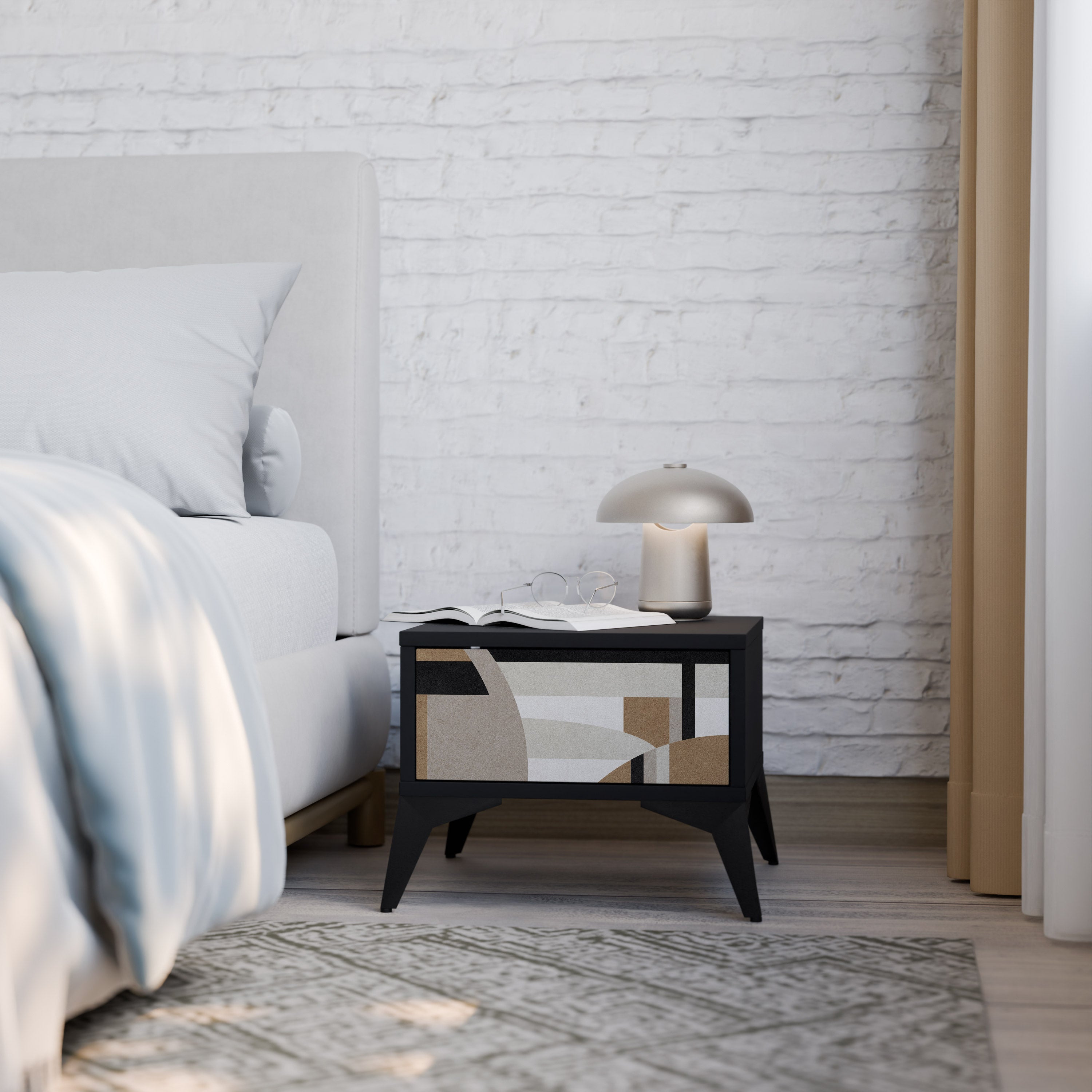 DELICATE MEMENTO Nightstand in Black Finish