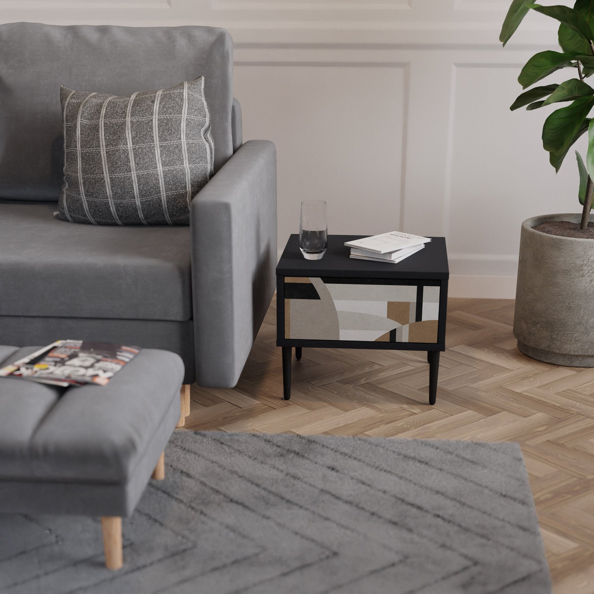 Table de chevet DELICATE MEMENTO en finition noire
