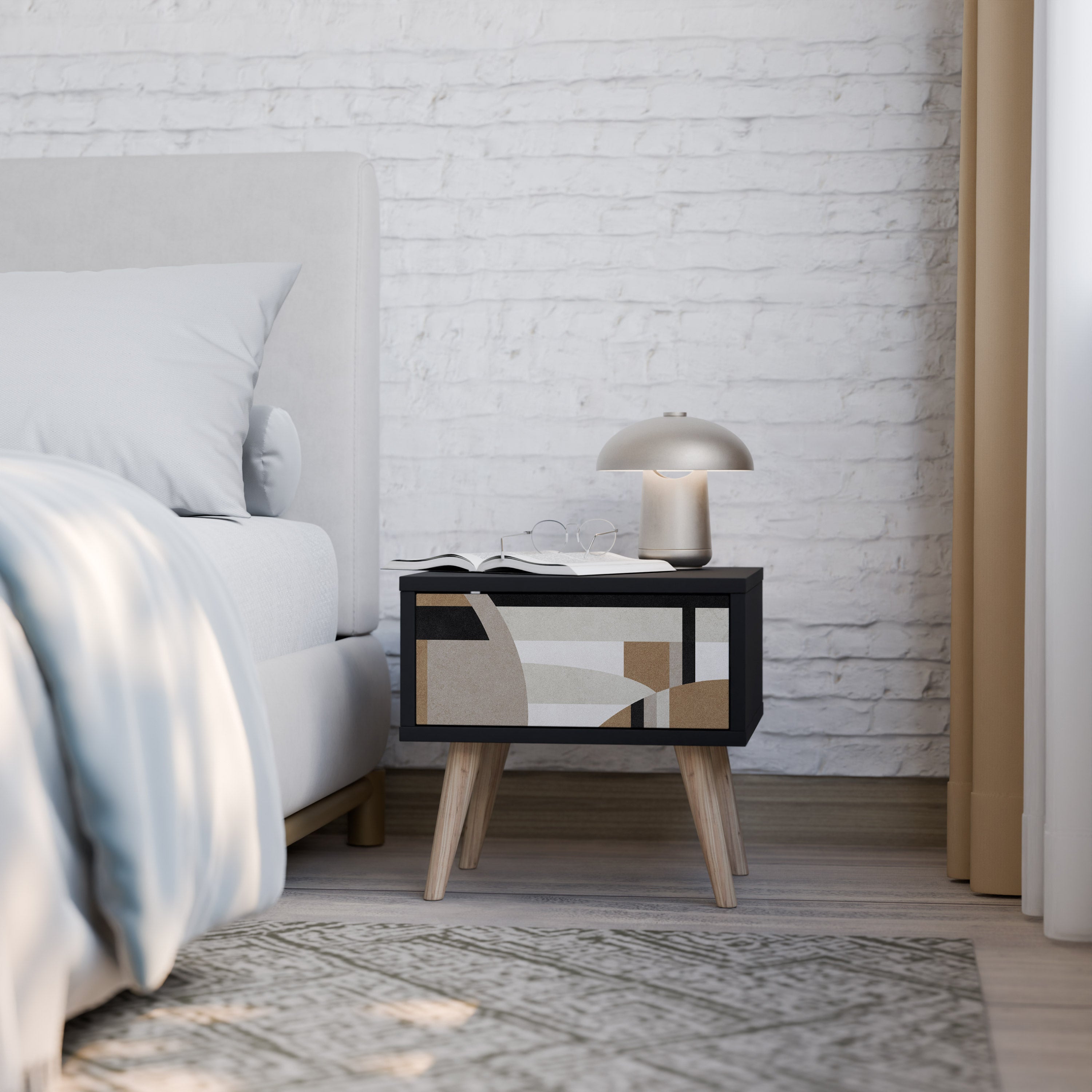 DELICATE MEMENTO Nightstand in Black Finish