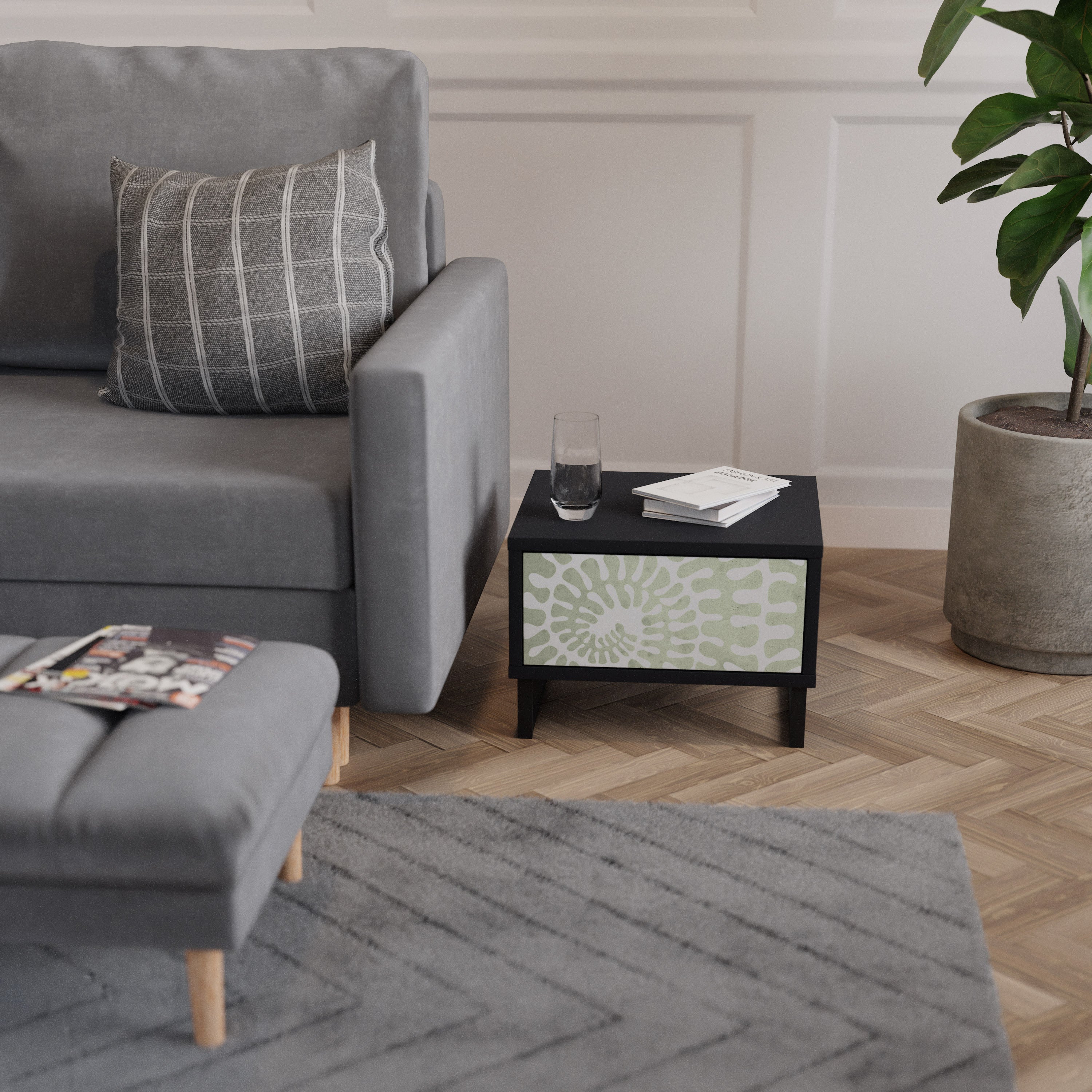 HELIX DANCE Nightstand in Black Finish