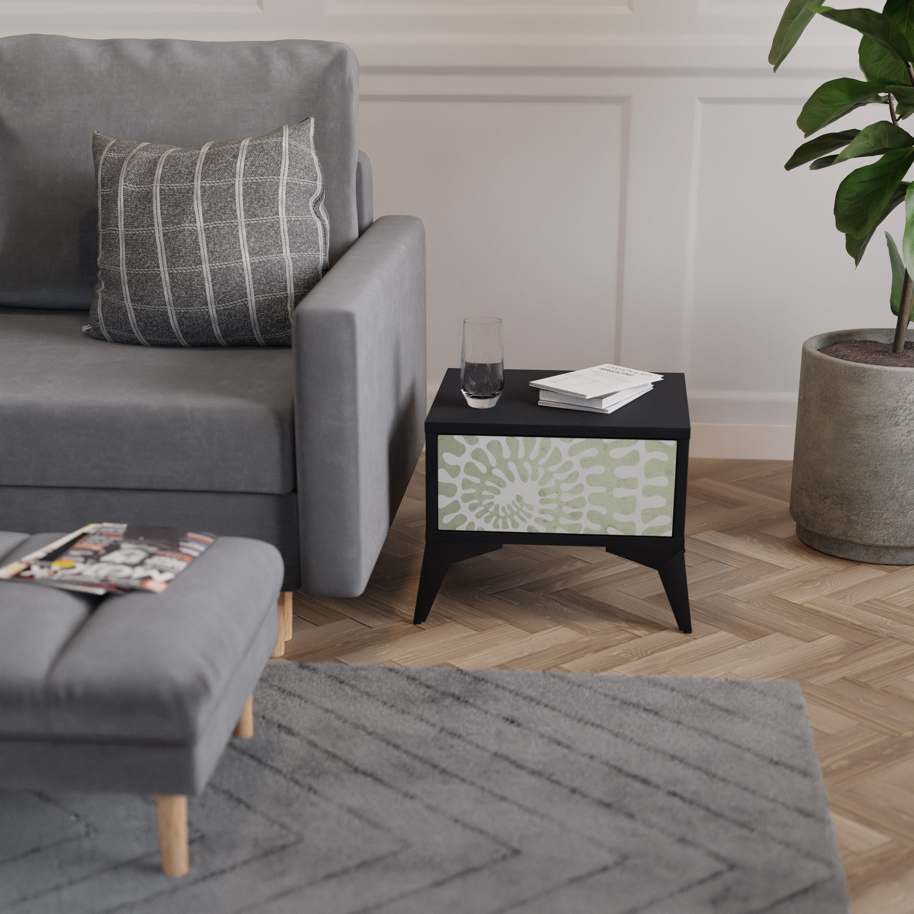 HELIX DANCE Nightstand in Black Finish