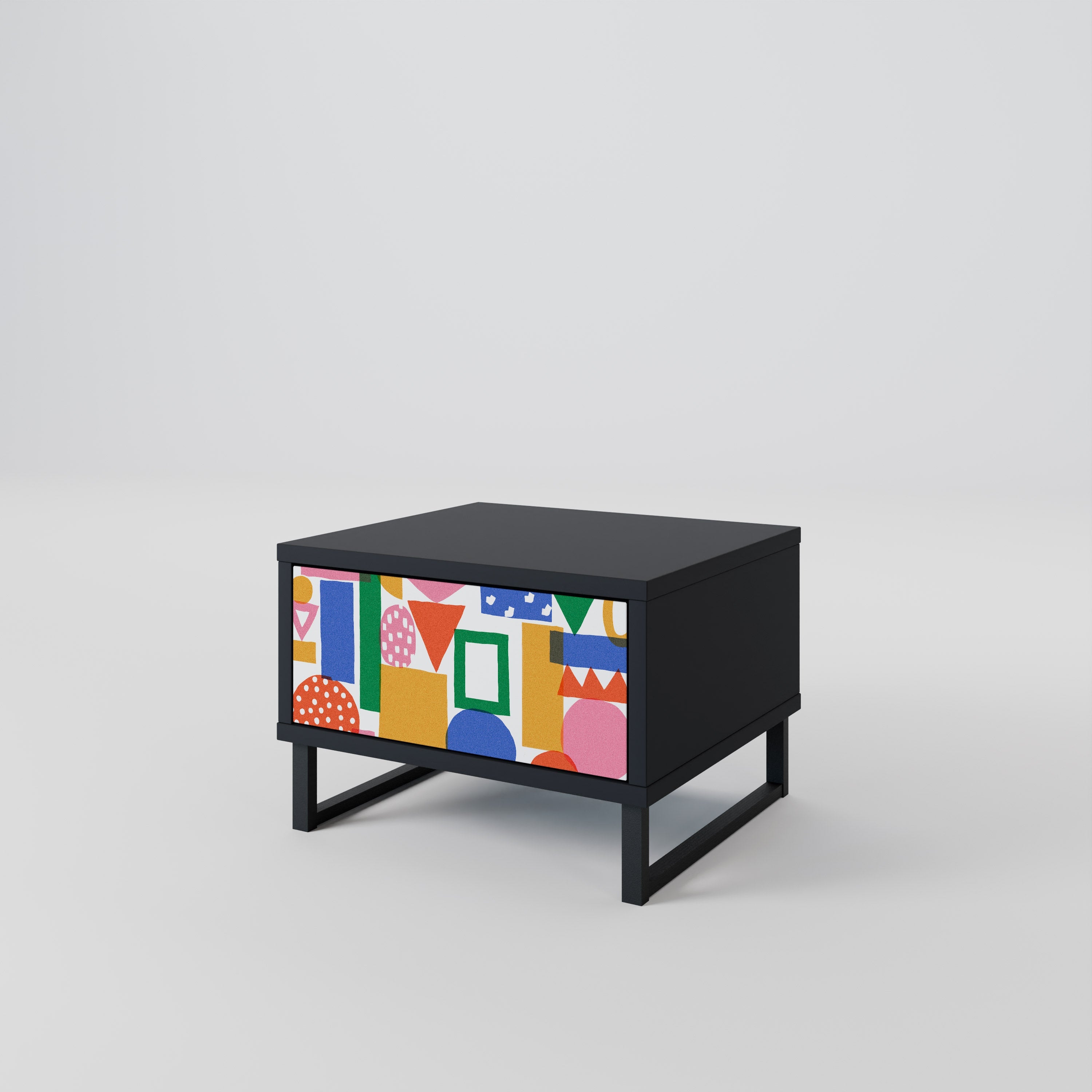 GEOMETRIC GLIMMER Nightstand in Black Finish