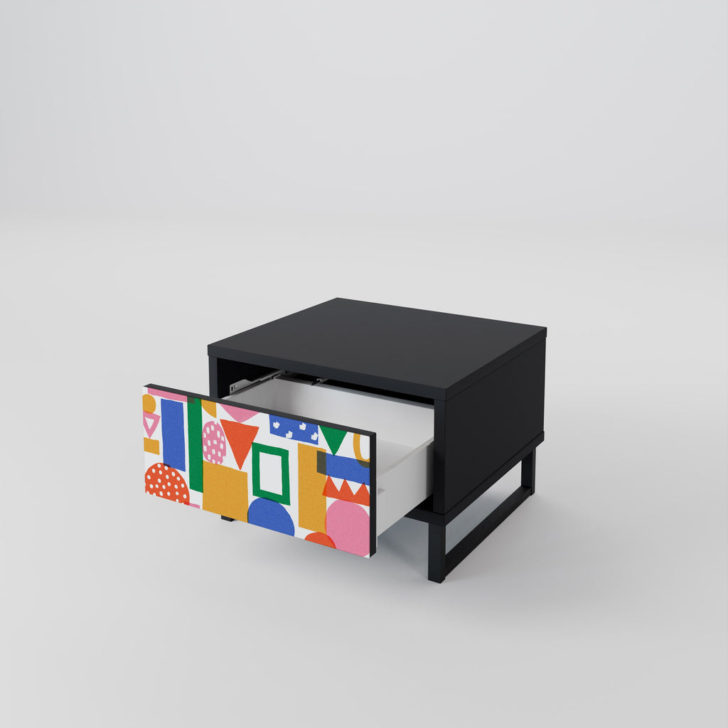 Table de chevet GEOMETRIC GLIMMER en finition noire