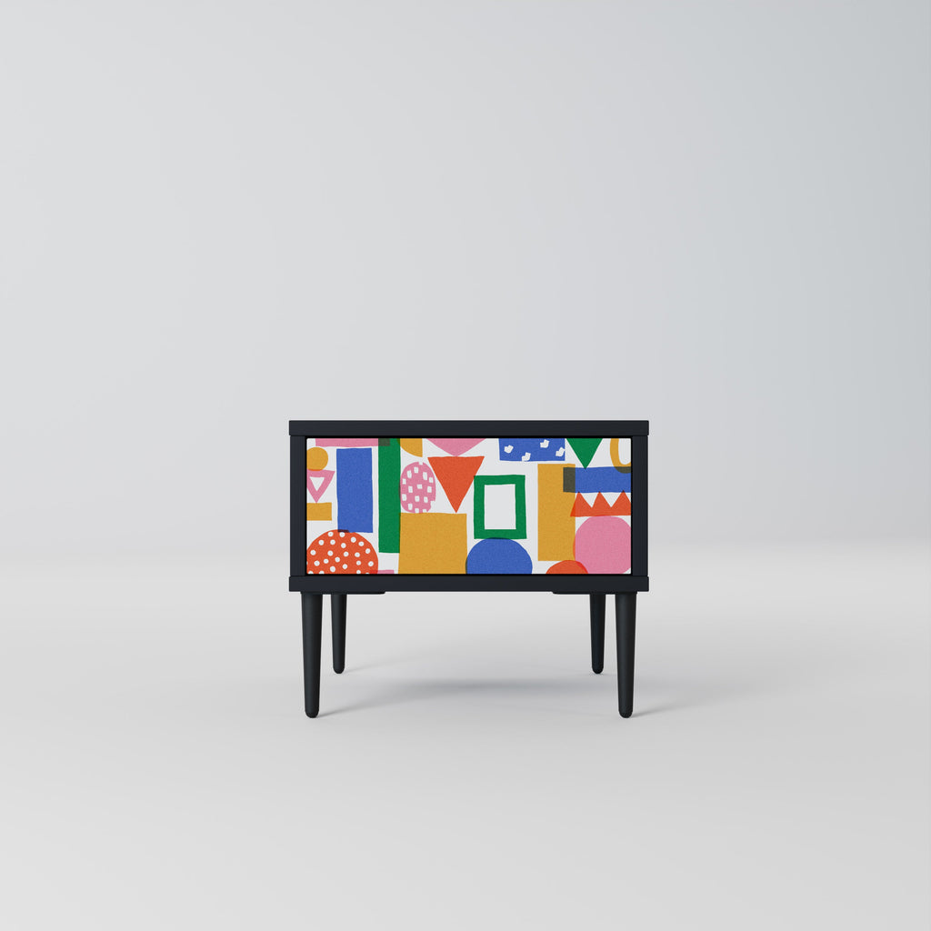 Table de chevet GEOMETRIC GLIMMER en finition noire