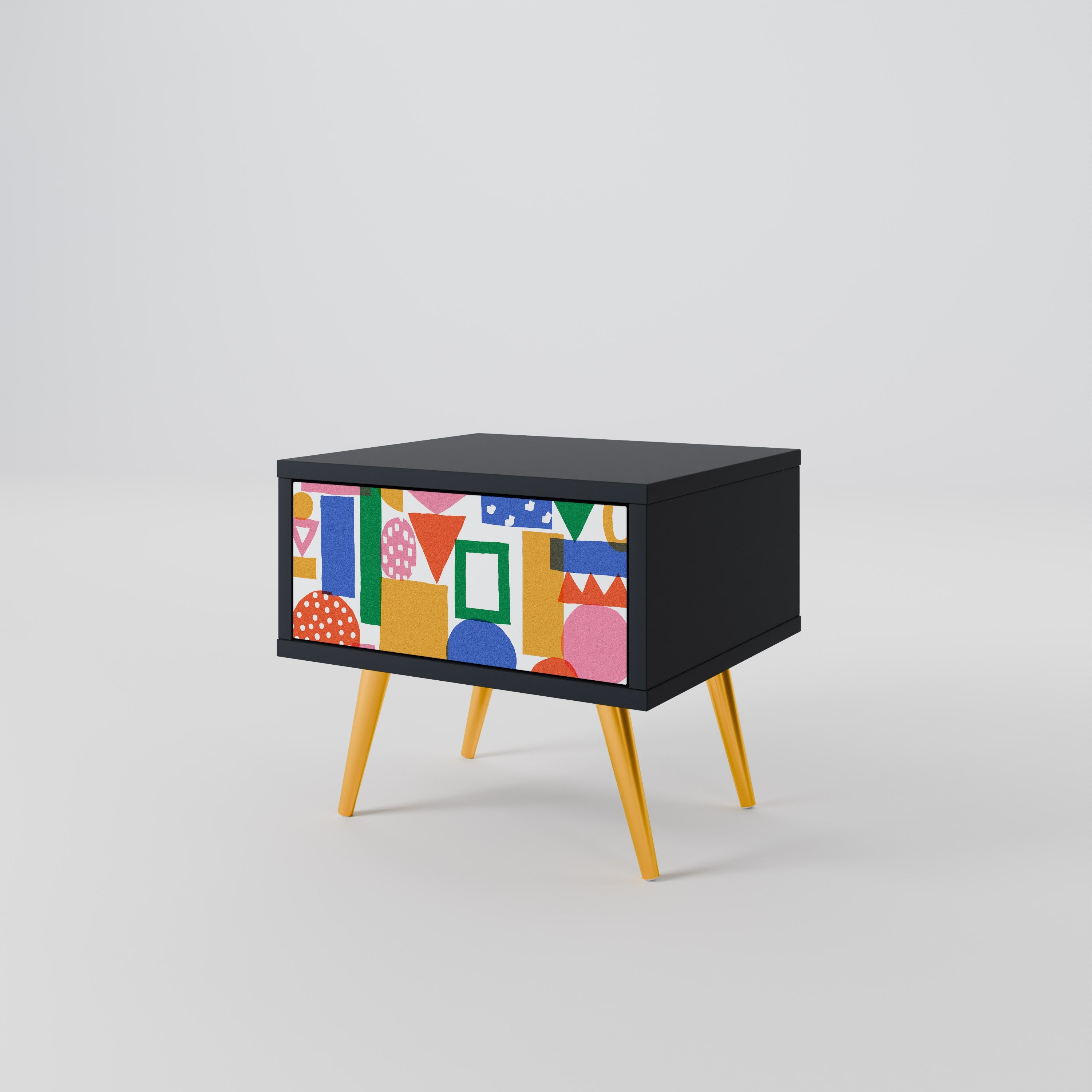 GEOMETRIC GLIMMER Nightstand in Black Finish