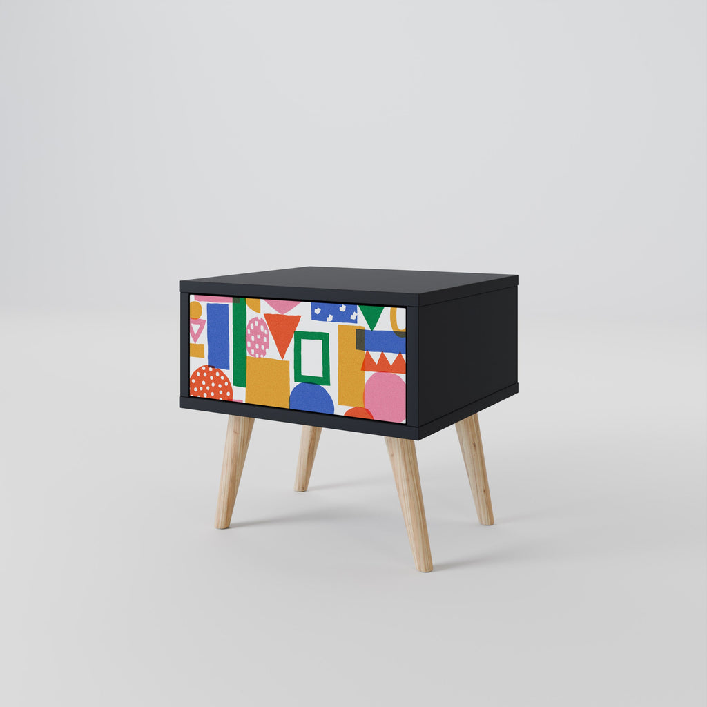 Table de chevet GEOMETRIC GLIMMER en finition noire